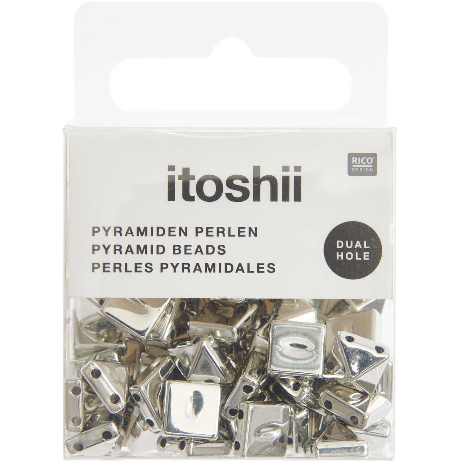 itoshii Pyramiden Perlen quadratisch silber