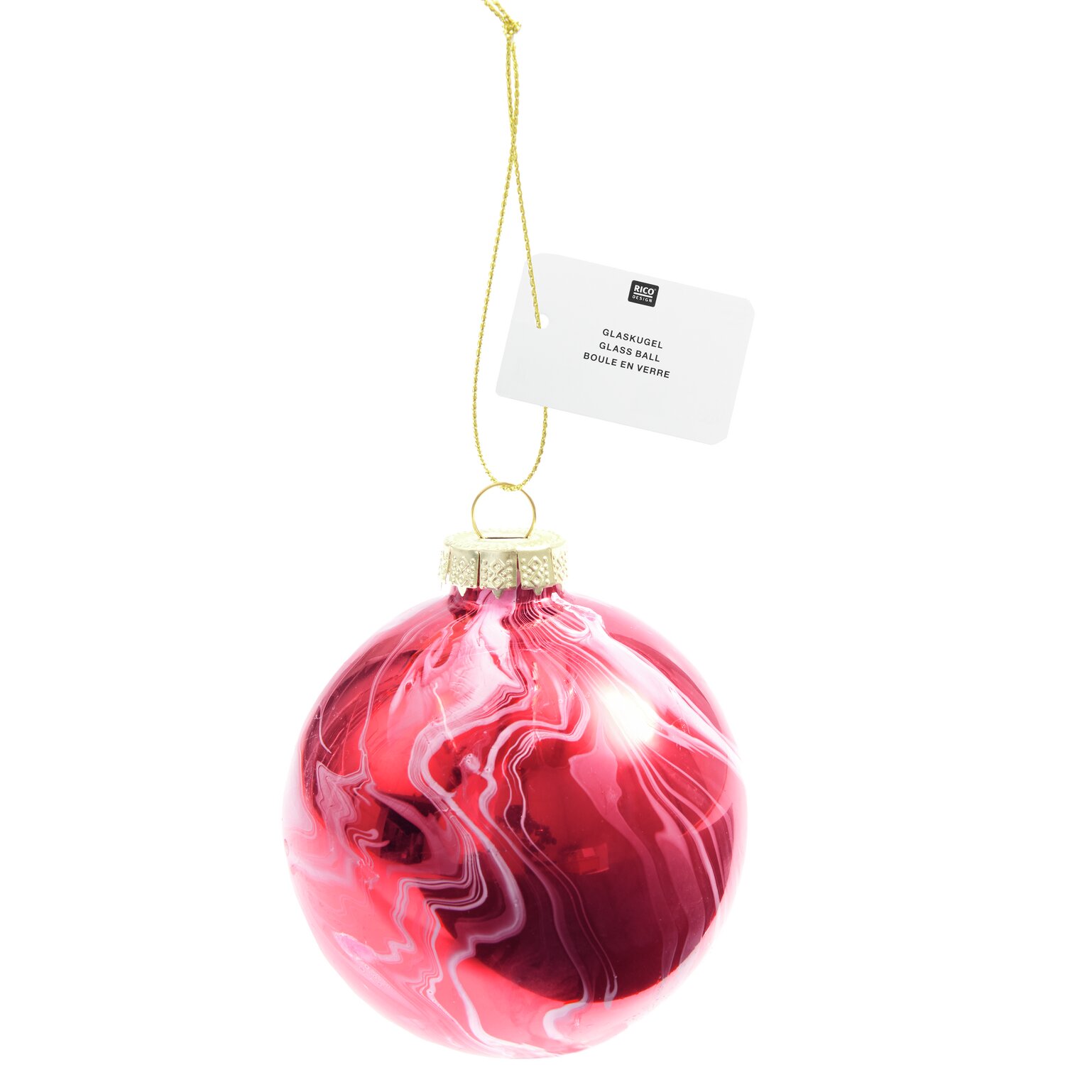 Glaskugel Baumschmuck marmoriert Rot Ø8cm von Rico Design