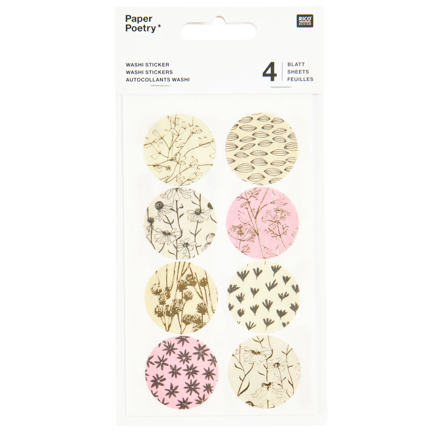 Paper Poetry Washi Sticker In the Meadow Pastell 4 Bögen von Rico Design