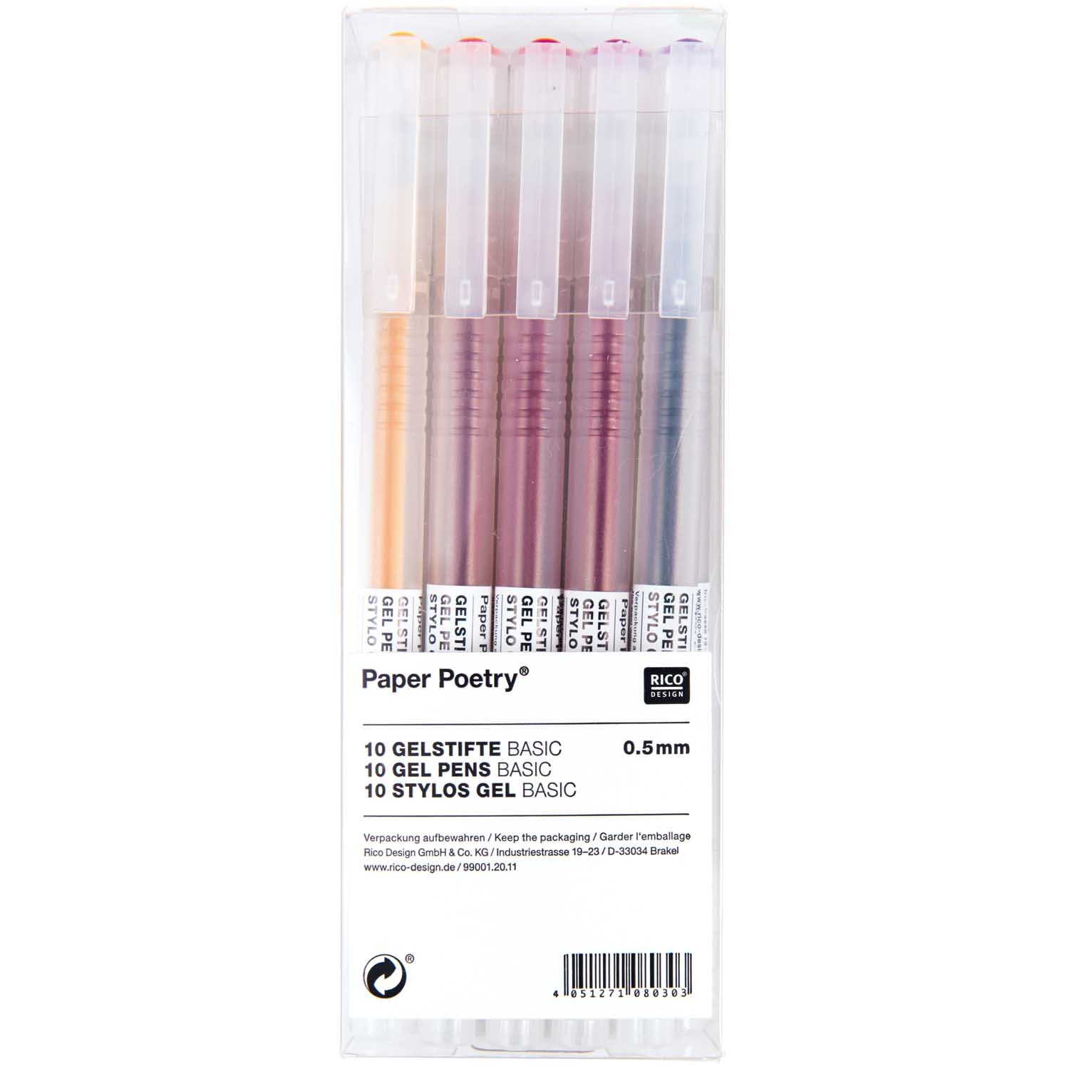 Paper Poetry Gelstifte Basic mehrfarbig 0,5mm 10 Stück von Rico Design