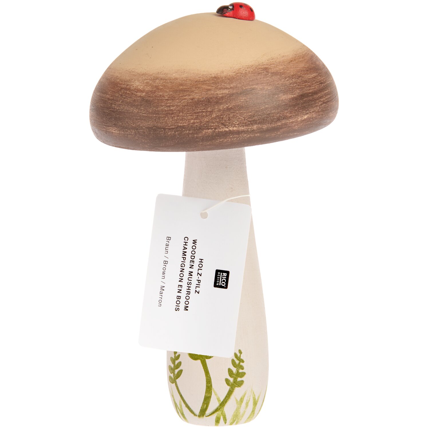 Holz Pilz Braun-Weiß 9,4x16x9,4cm von Rico Design