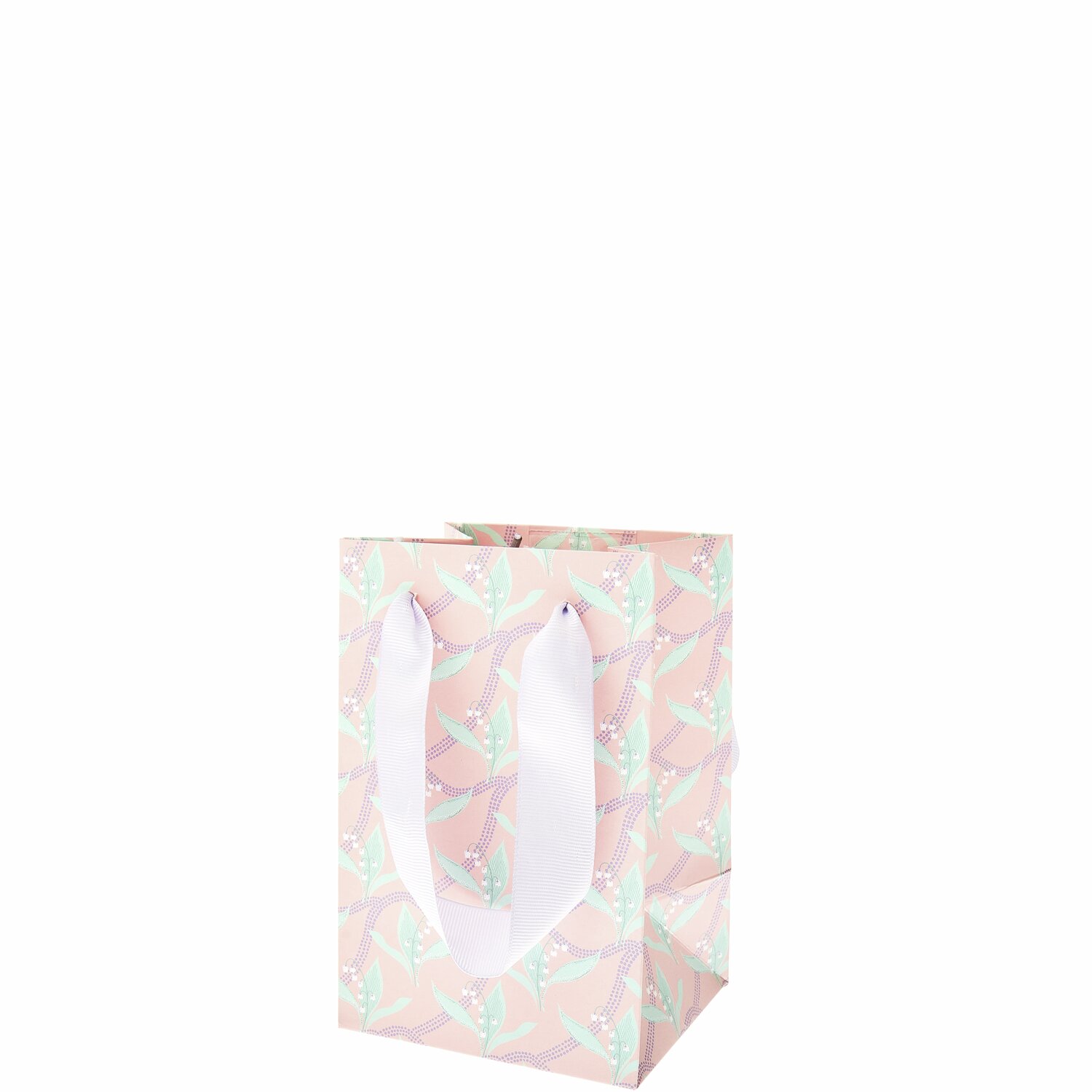 Geschenktüte Schneeglöckchen XS mit zartem Blumenmuster, pastellfarben, 12x18x10cm, ideal für kleine Geschenke.