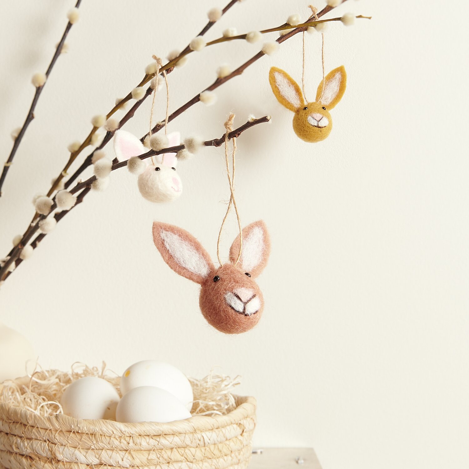 Aufhänger Filz-Hasenkopf 3 Stück 6x7x3,4cm von Rico Design