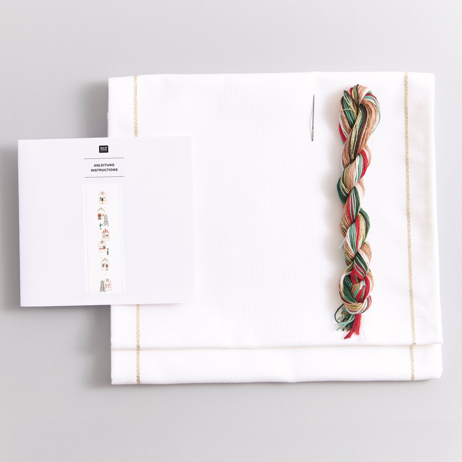 Stickpackung Tischband Weihnachtsmarkt 29x153cm von Rico Design