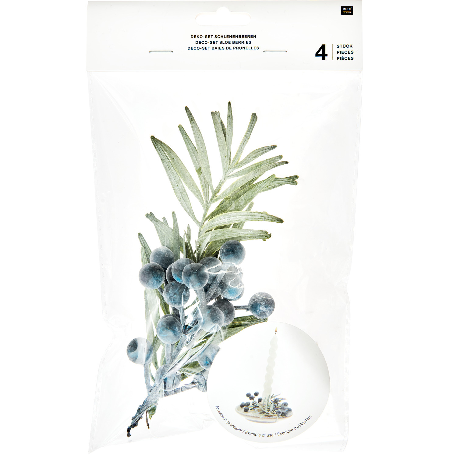 Deko-Set Schlehenbeeren/Zweige geeist Blau Deko-Set Schlehenbeeren/Zweige geeist Blau
