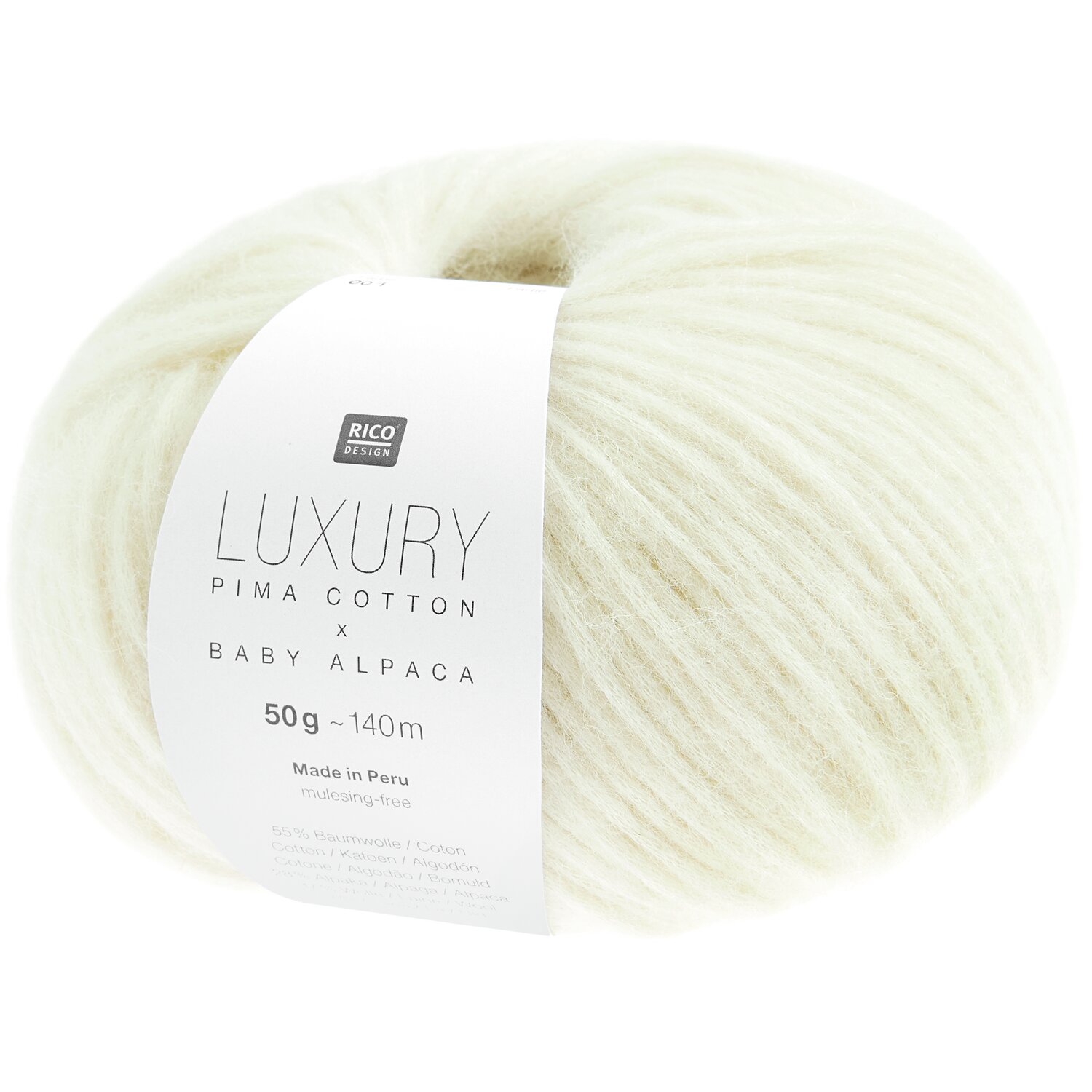 Luxury Pima Cotton x Baby Alpaca 50g Farbe Natur von Rico Design