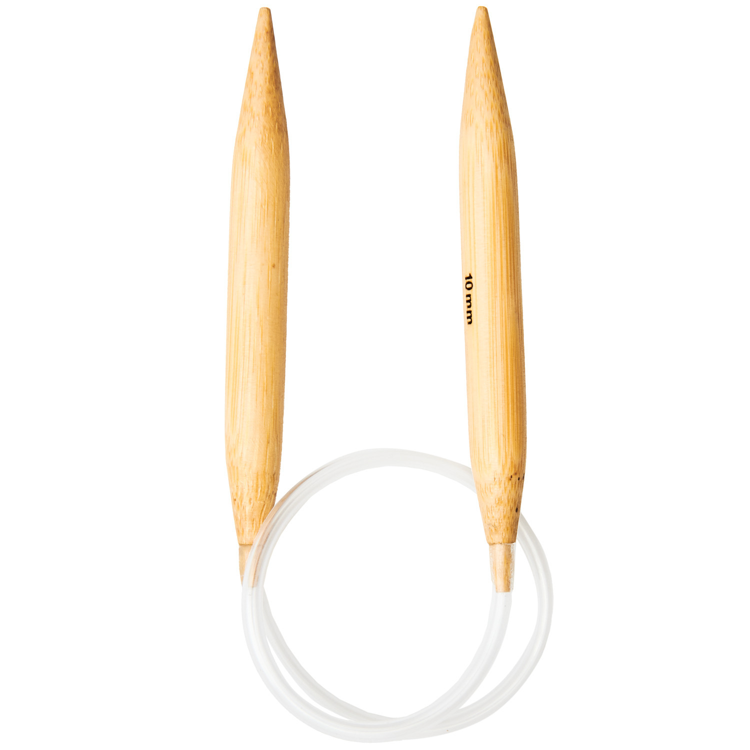 Rundstricknadel 40cm Bambus von Rico Design, aus hellem Bambus mit flexiblem Kabel, ideal für Strickprojekte.