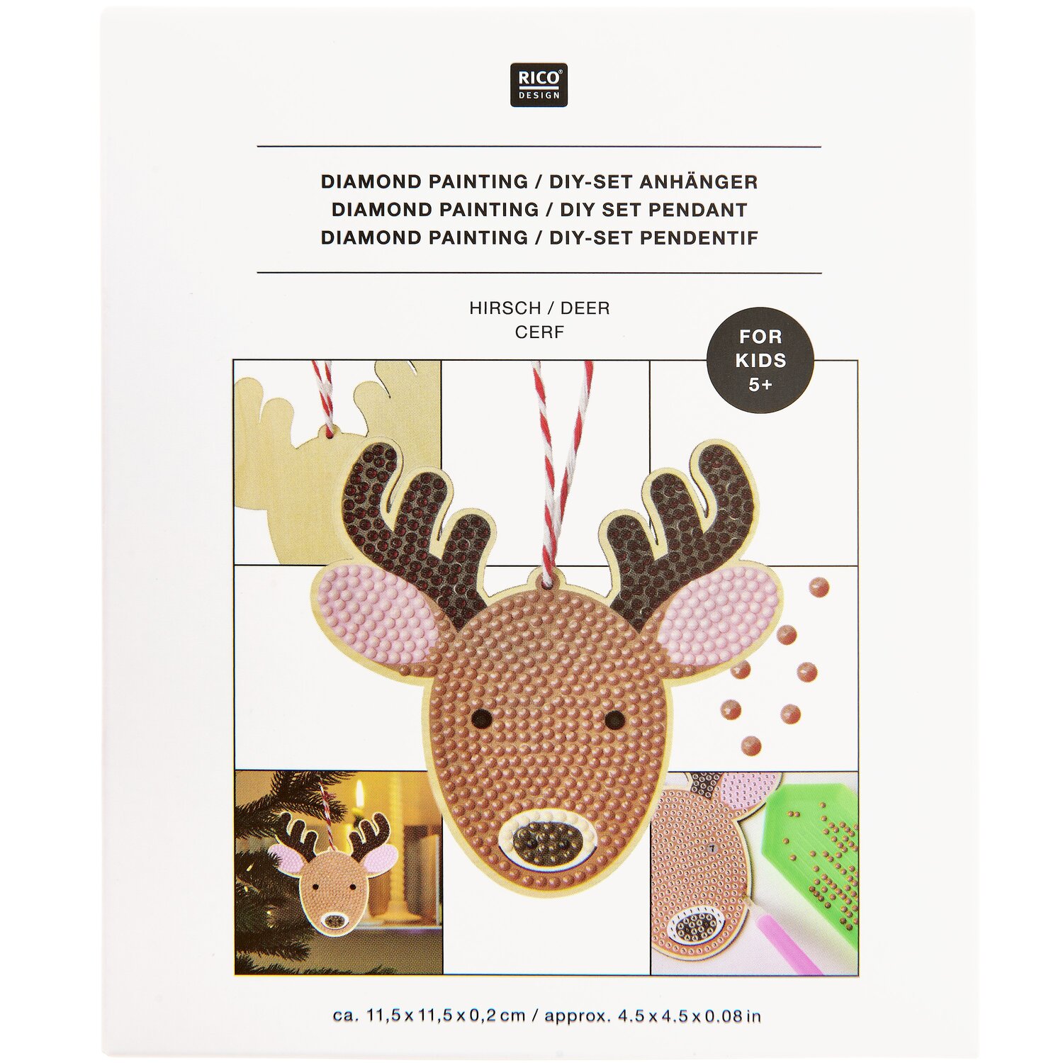 Diamond Painting DIY-Set Anhänger Hirsch 12-teilig von Rico Design