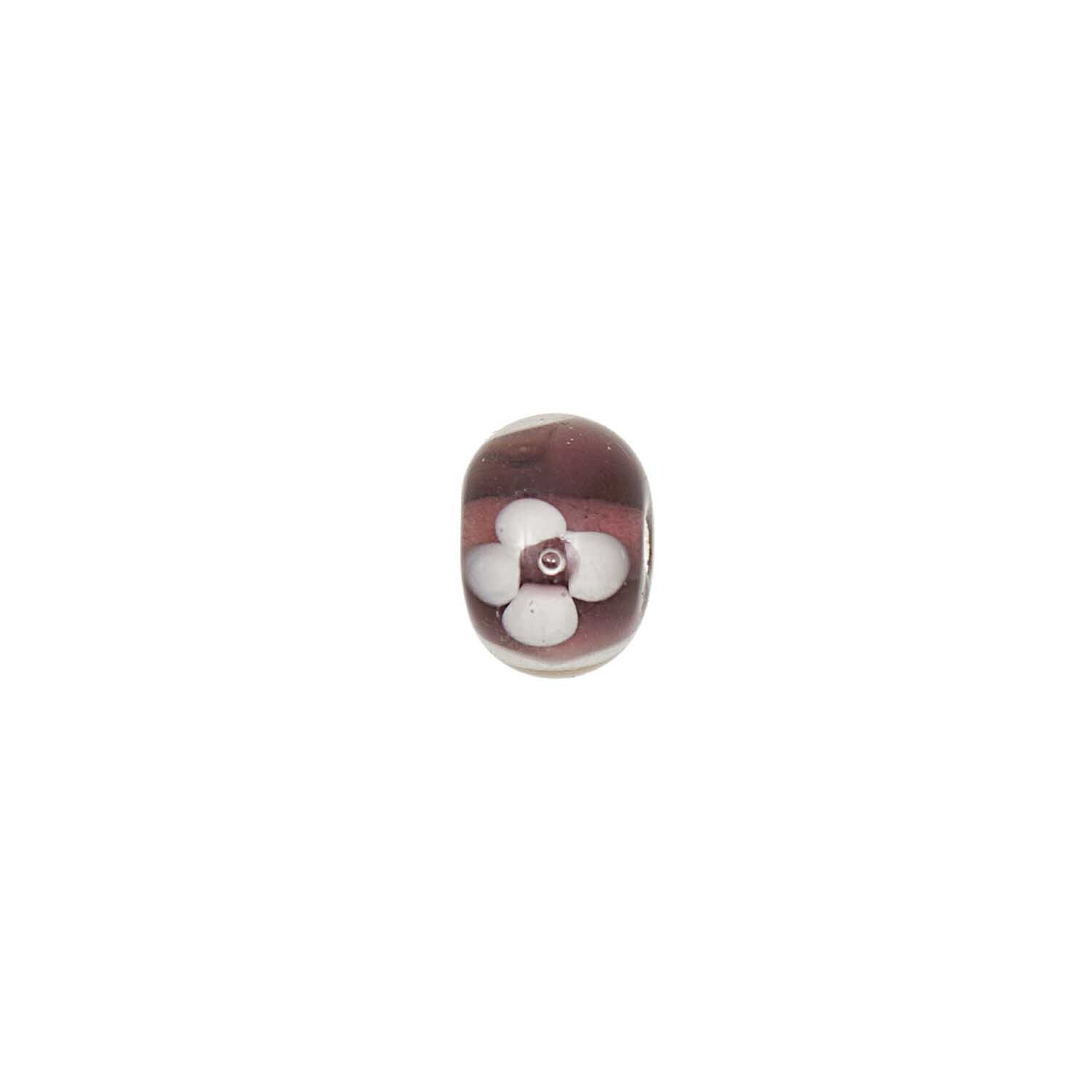 Kugel Glas brombeer-weiß 10mm 5 Stück