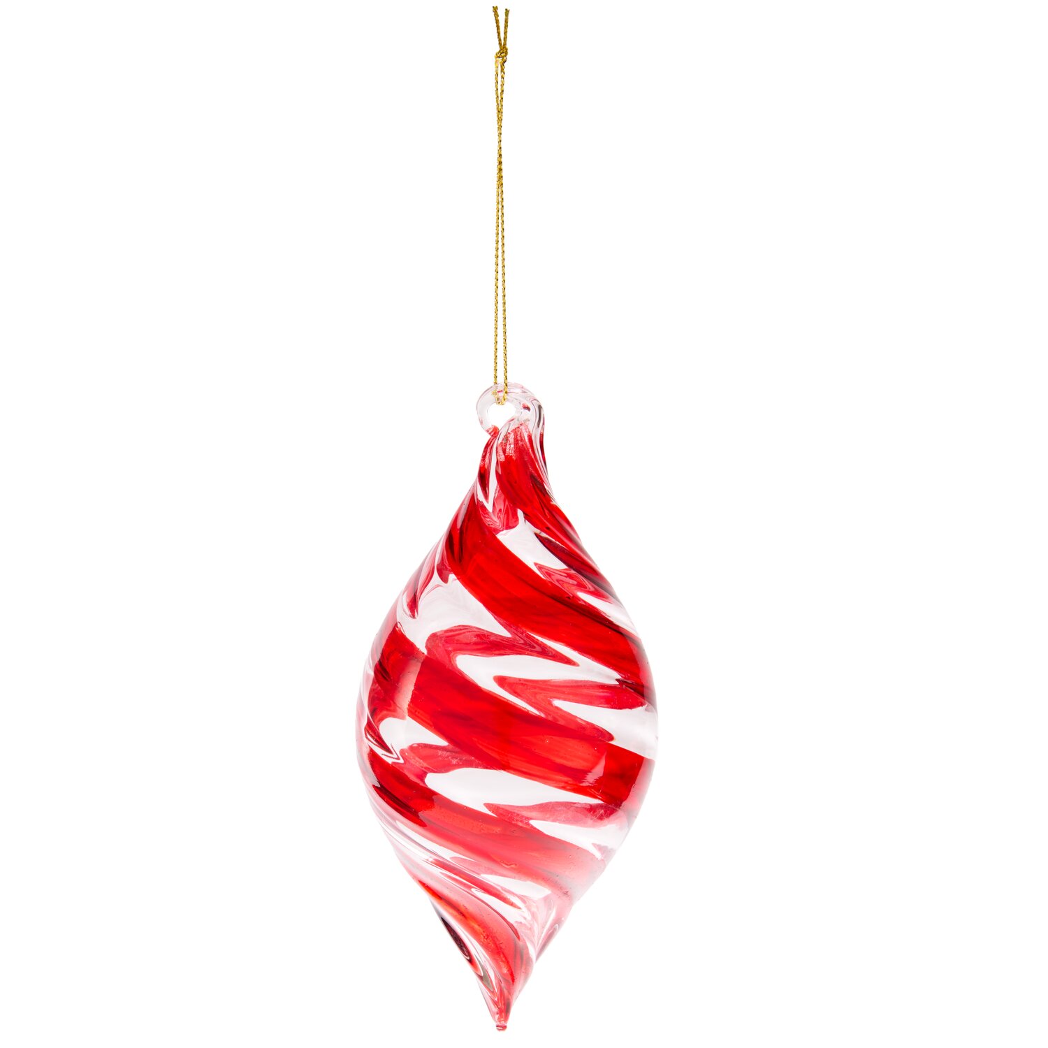 Glaskugel Tropfen klar Rot gestreift 13,5x6,5x6,5cm von Rico Design