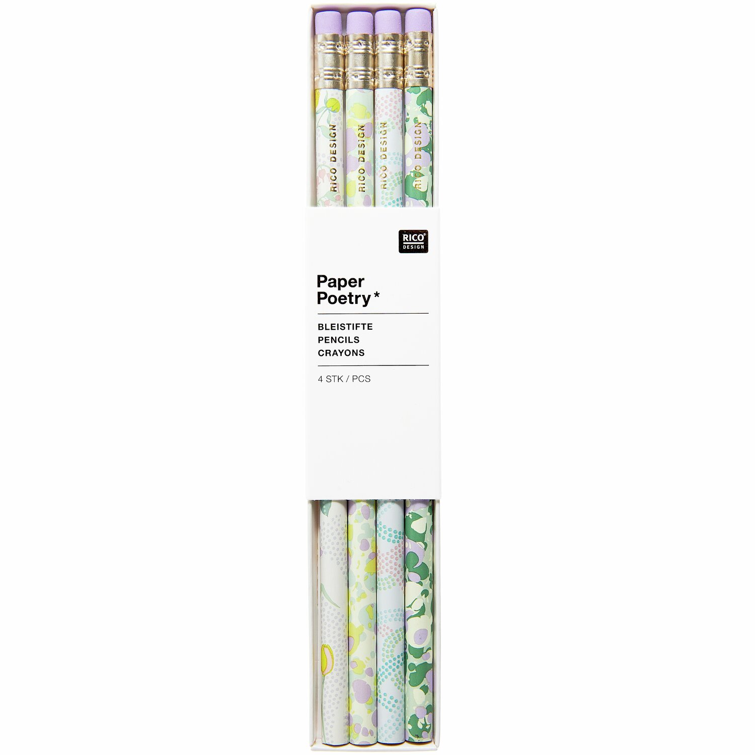 Paper Poetry Bleistiftset Sky Blumen/Marble 4-teilig von Rico Design