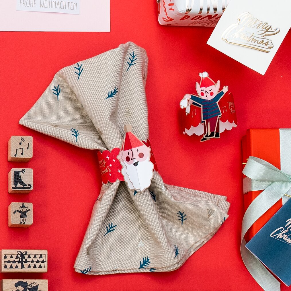 Paper Poetry Serviettenringe Jolly Christmas Classic 6 Stück von Rico Design