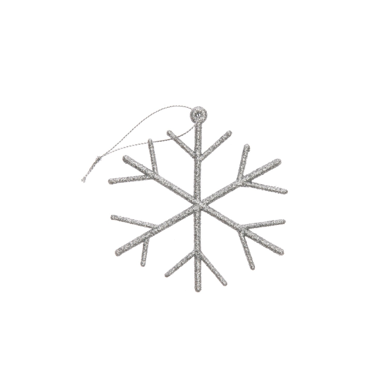 Hänger Schneeflocke mit Glitter silber von Rico Design. Eleganter Baumschmuck in funkelndem Design. Ideal für festliche Dekorationen.