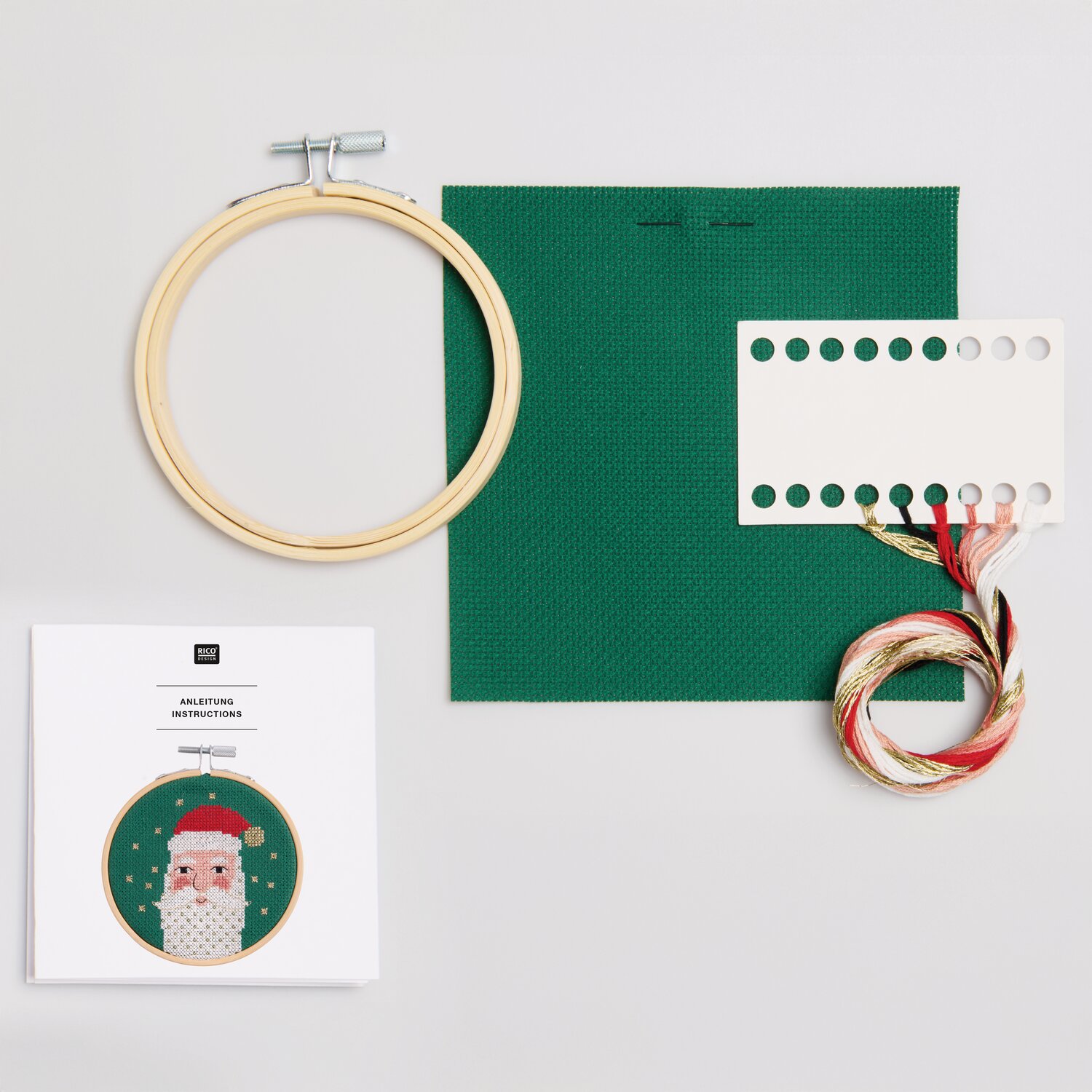 Stickpackung gez. Kreuzstich Weihnachtsmann Ø10cm von Rico Design