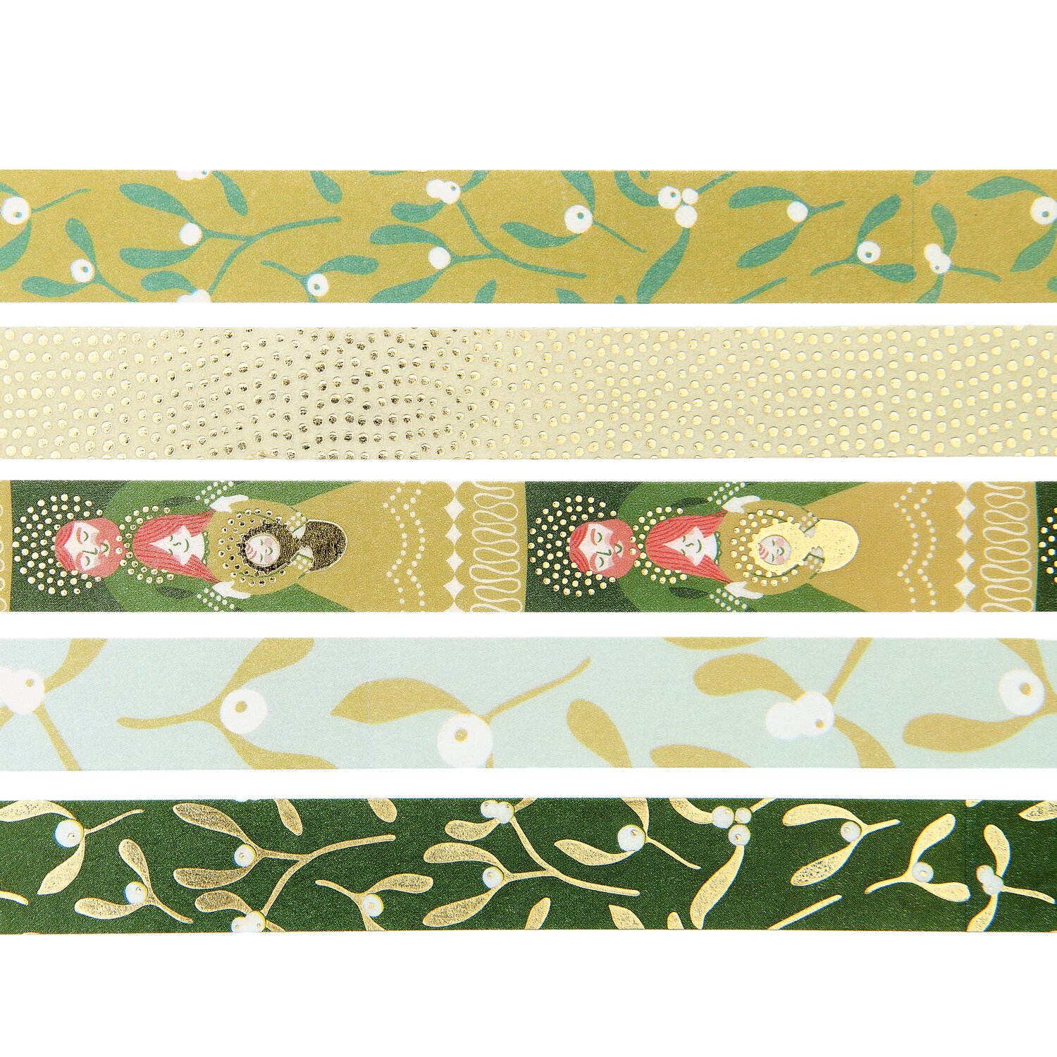 Tape Set Advent Mistelzweige 5 Stück 1,5cmx10m von Rico Design