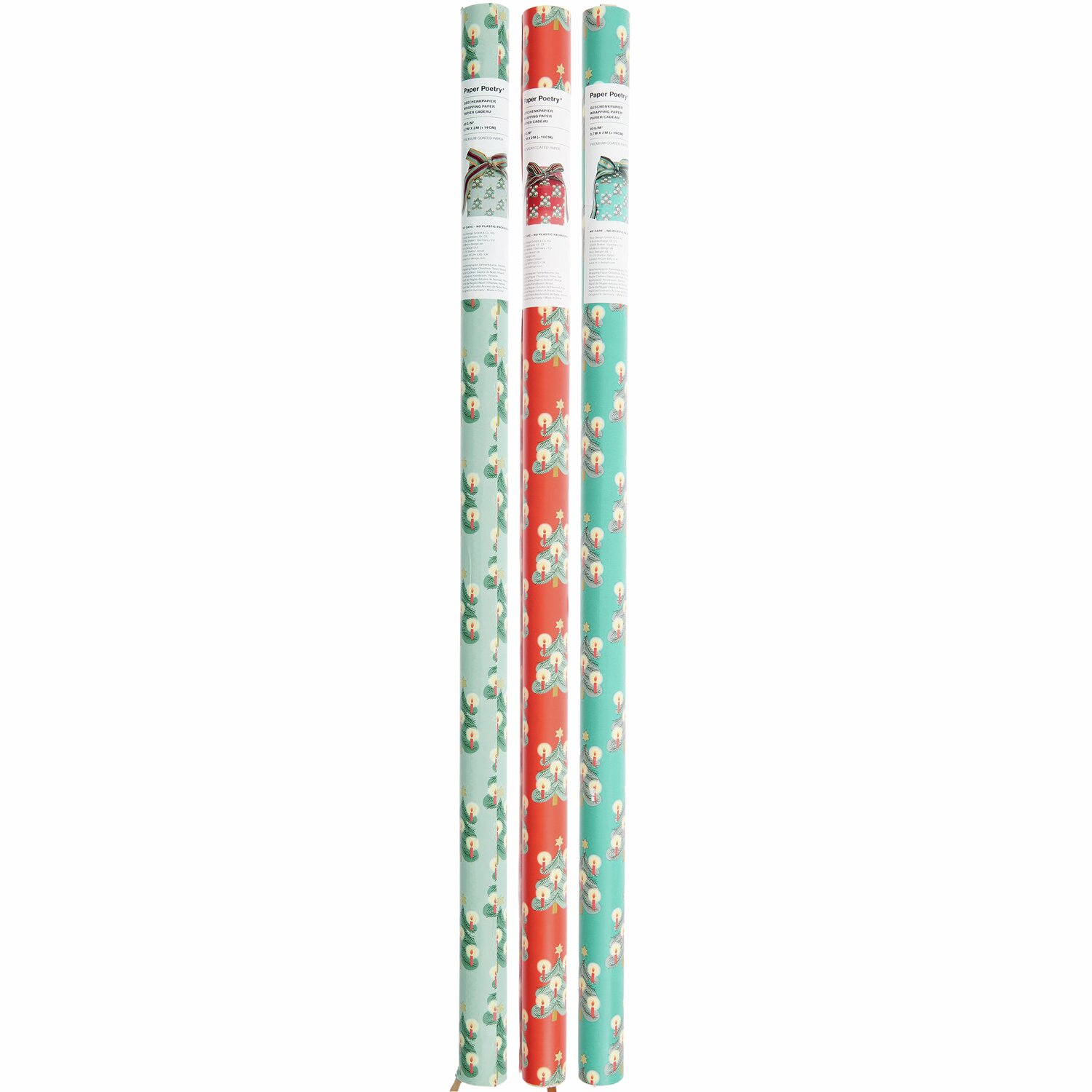 Paper Poetry Geschenkpapier Tannenbäume 200x70cm 80g/m² Farbe Rot von Rico Design