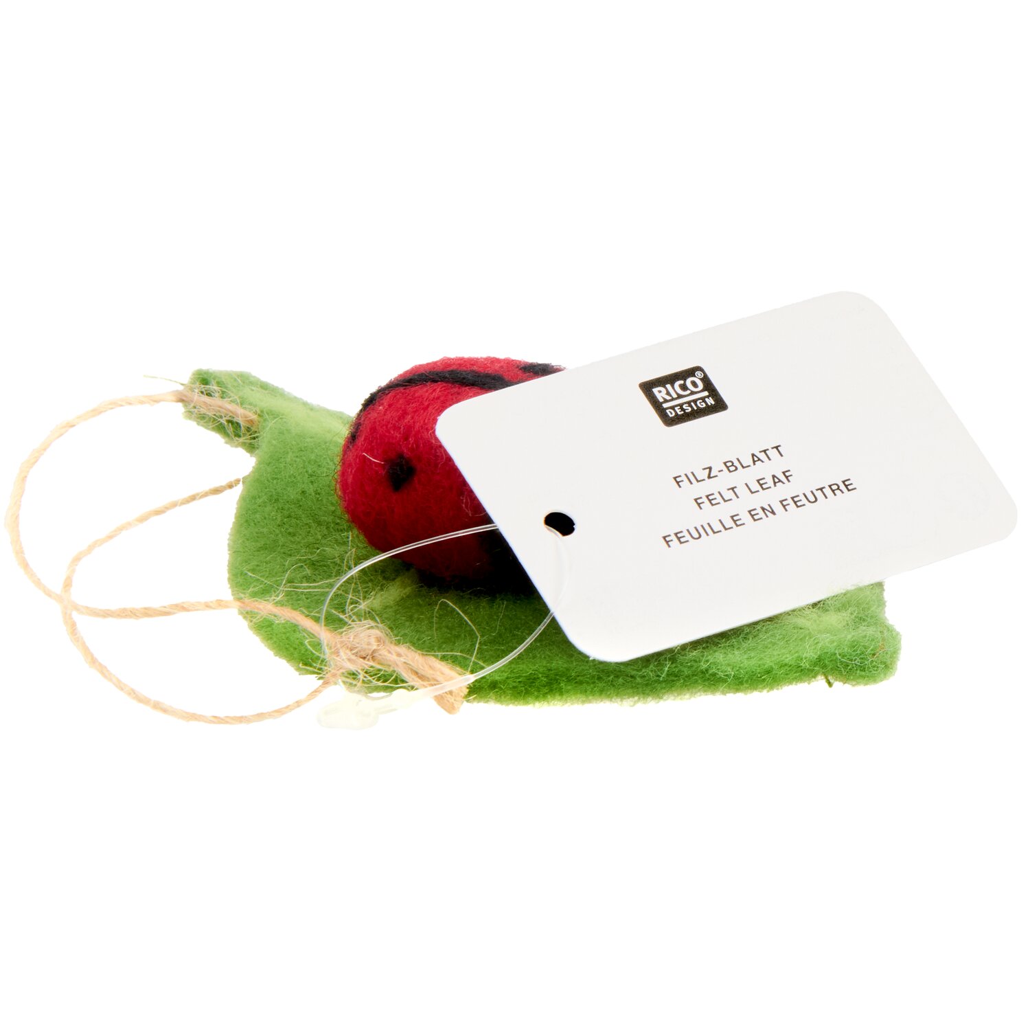 Aufhänger Filz-Blatt mit Marienkäfer 10x6,5x2,4cm von Rico Design