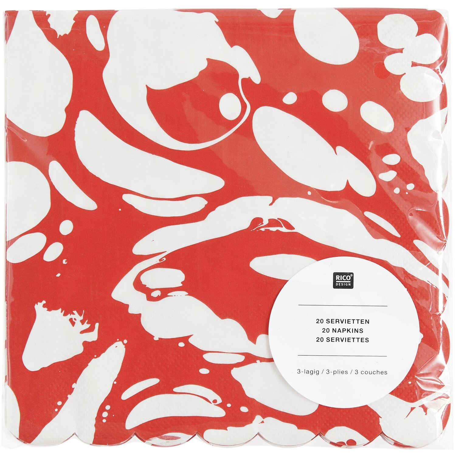 Servietten Marmor Rot/Weiß 20 Stück 32x33cm von Rico Design