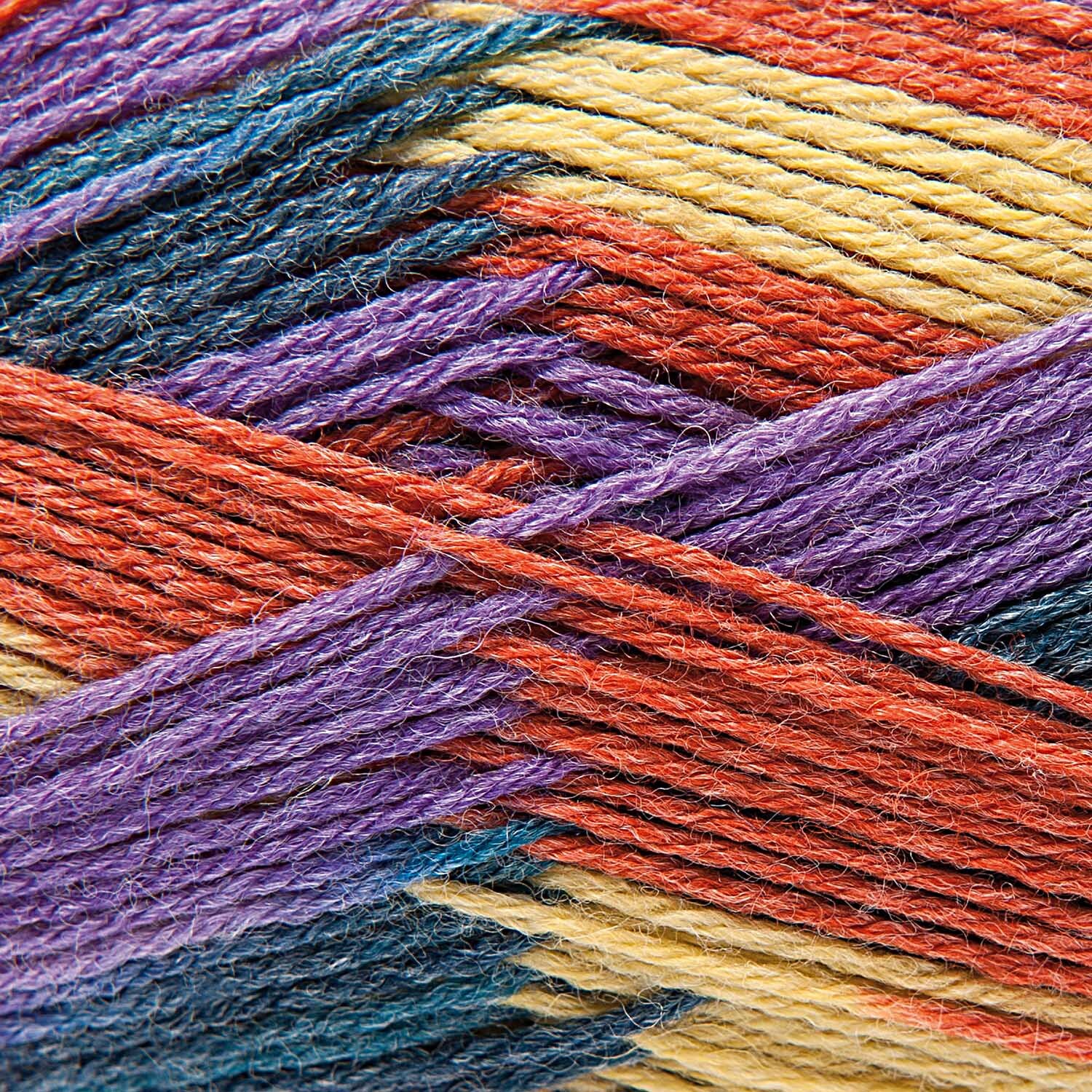 Superba Bamboo superwash, bunte Garnrolle im Lila-Orange Mix, 100g 420m, ideal für Strickprojekte.