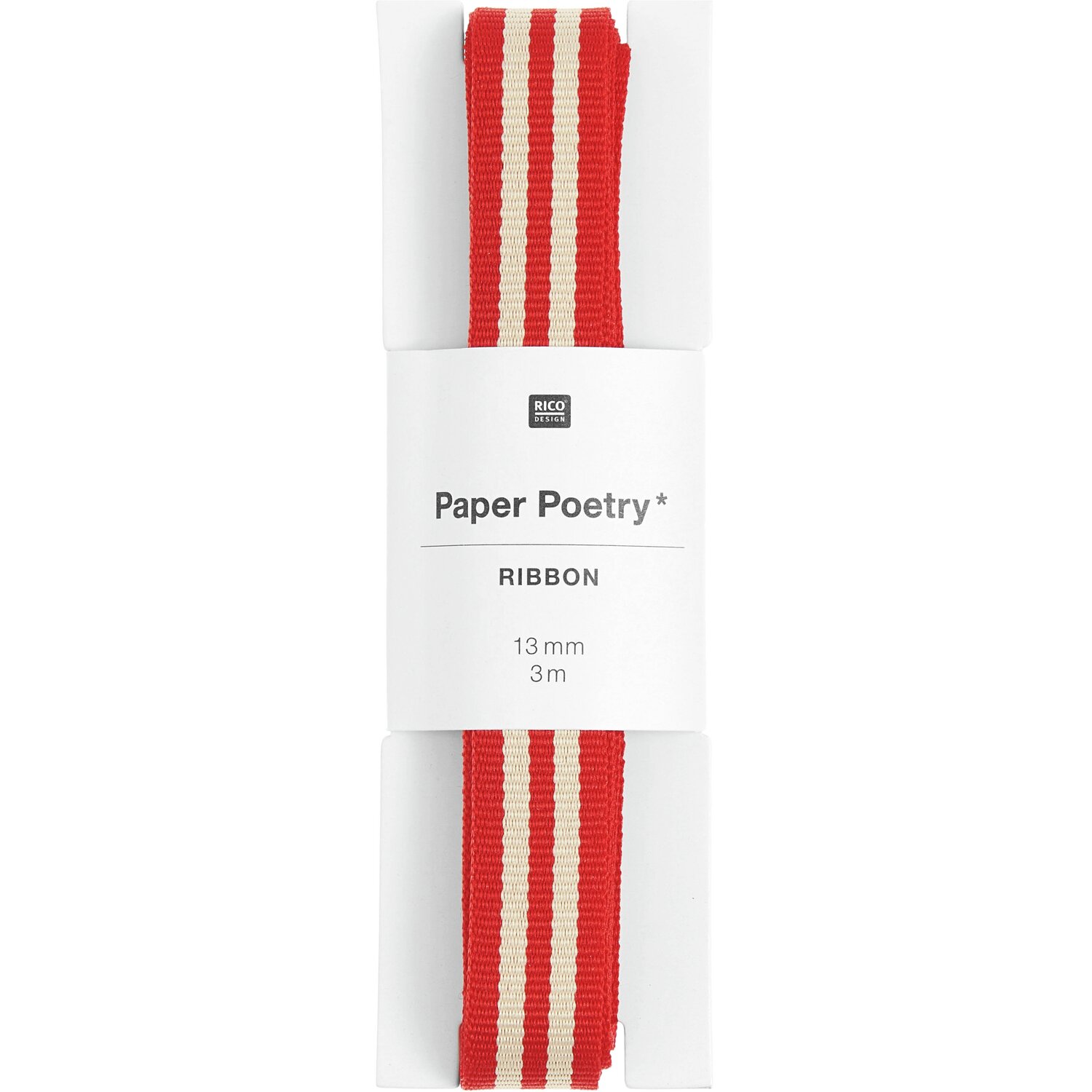 Paper Poetry Webband Duo Streifen Rot/Creme  13mmx3m von Rico Design