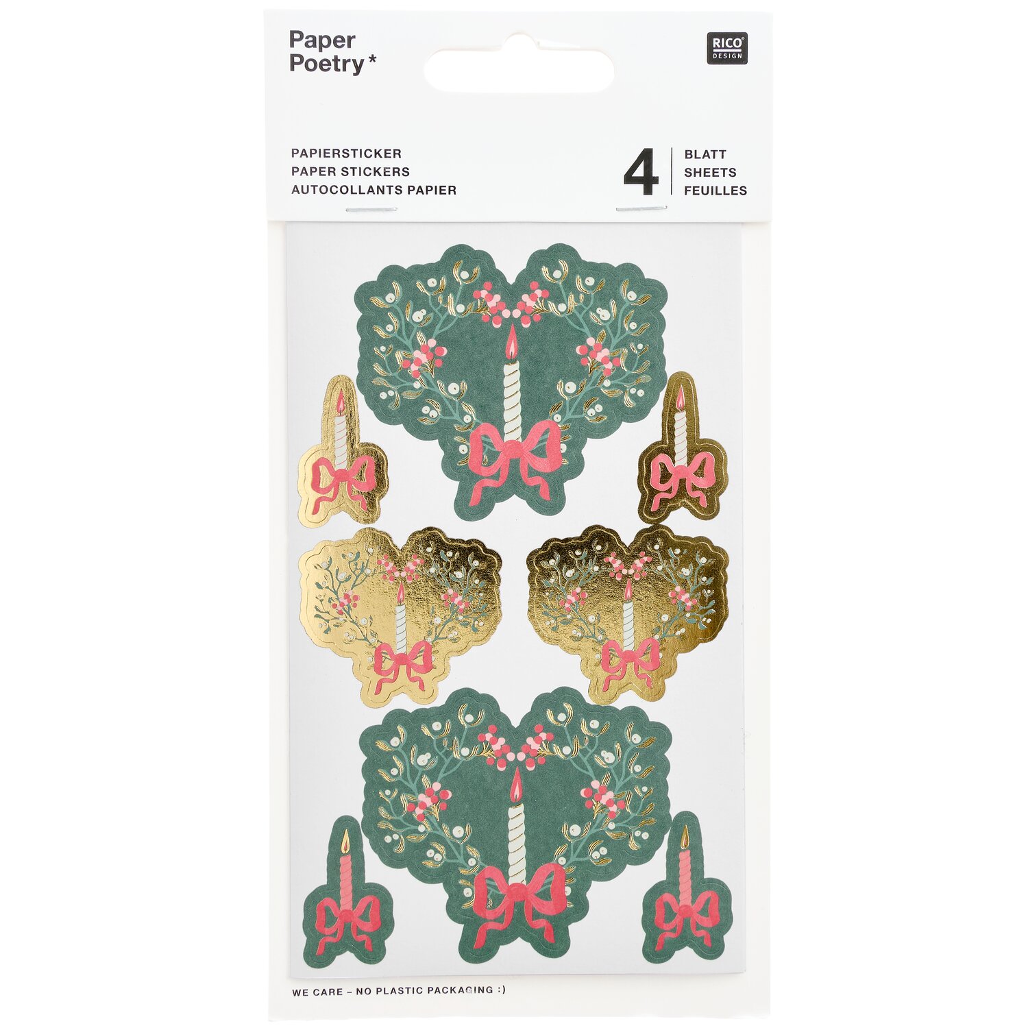 Paper Poetry Papiersticker Advent Kerzen/Zweige 4 Bögen von Rico Design