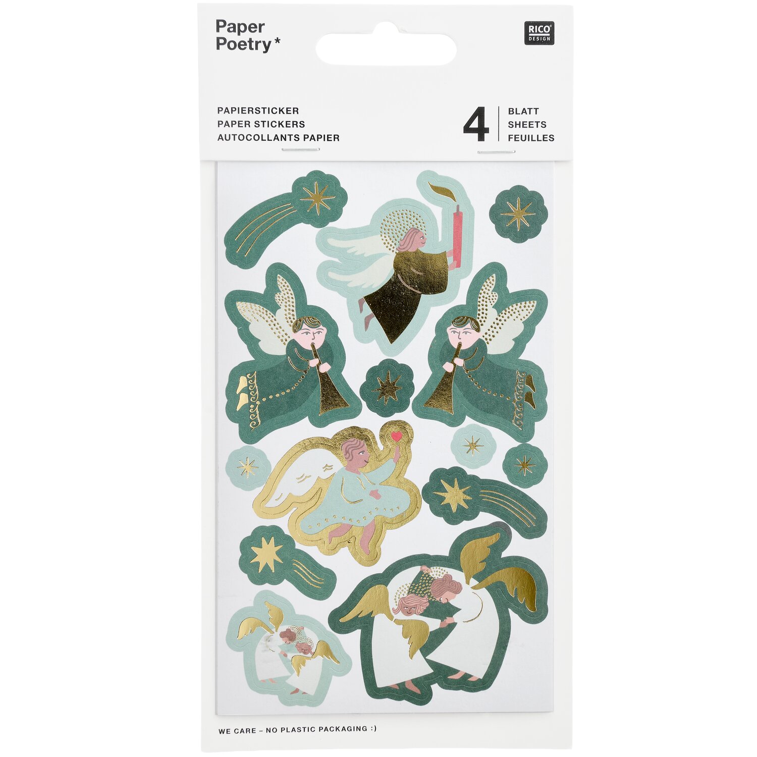 Paper Poetry Papiersticker Advent Engel/Herzen 4 Bögen von Rico Design