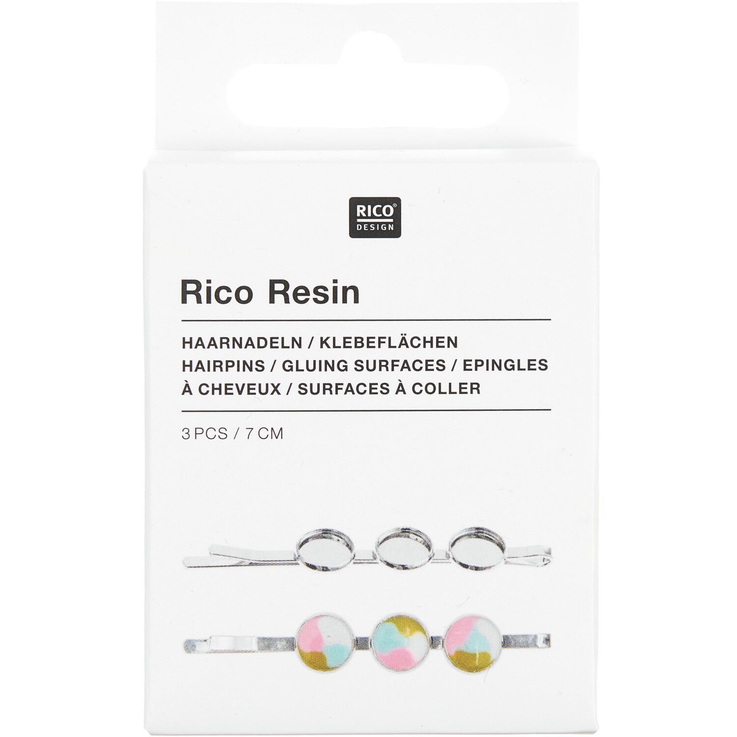 Haarnadel mit drei runden Klebeflächen  7cm 3 Stück von Rico Design