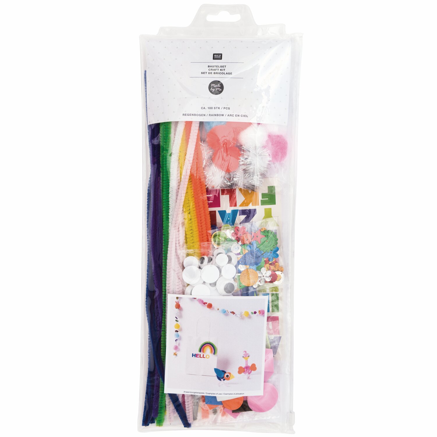 DIY-Bastelset Regenbogen, ca. 100-teilig, von Rico Design. Enthält bunte Bastelmaterialien für kreative Projekte. Ideal für Kinder und Erwachsene.