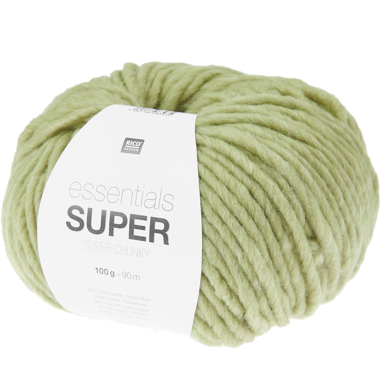 Essentials Super super chunky Wolle in Weide von Rico Design, 100g, 90m, ideal für Strickprojekte.