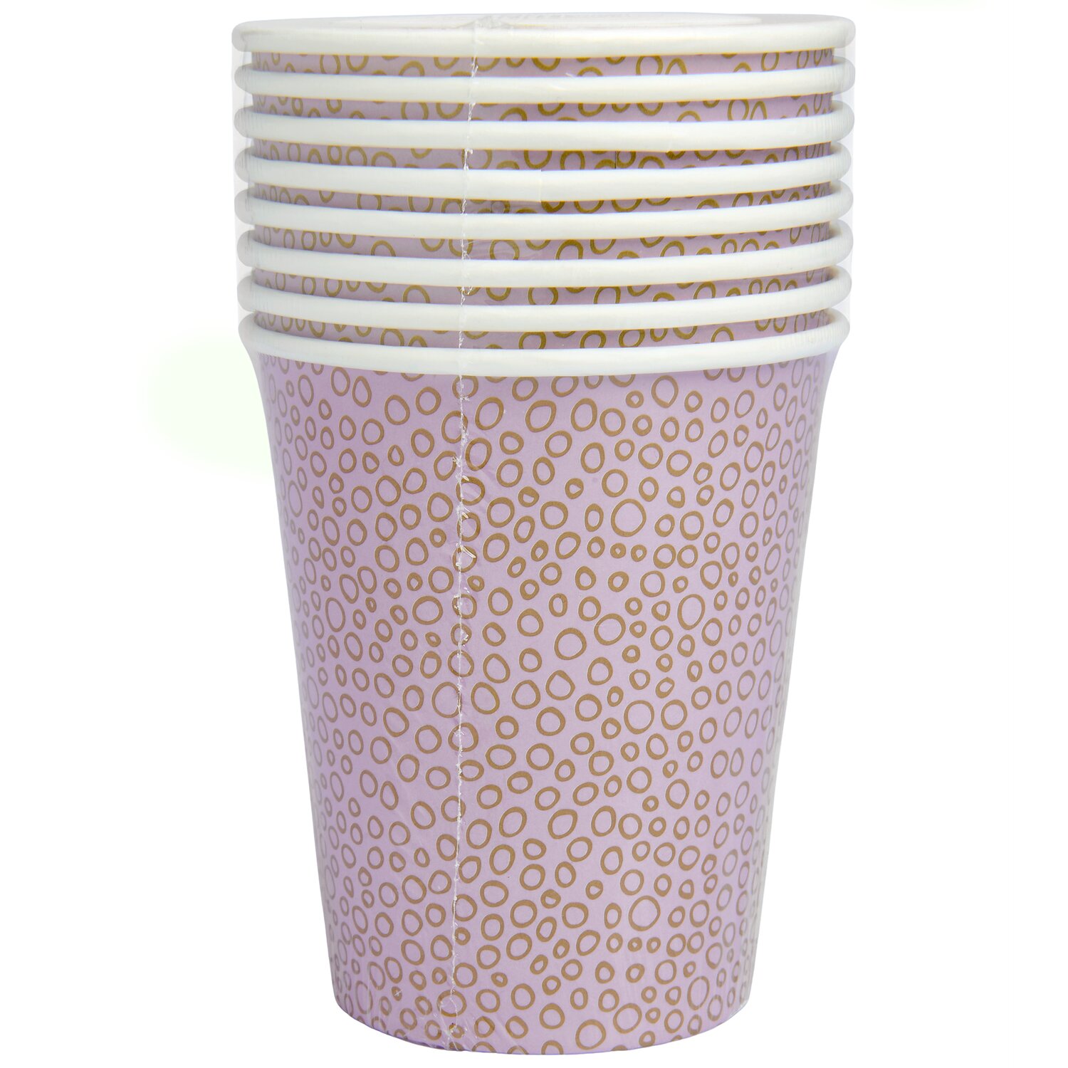 Pappbecher Bubbles Mauve/Gold 8 Stück 250ml von Rico Design