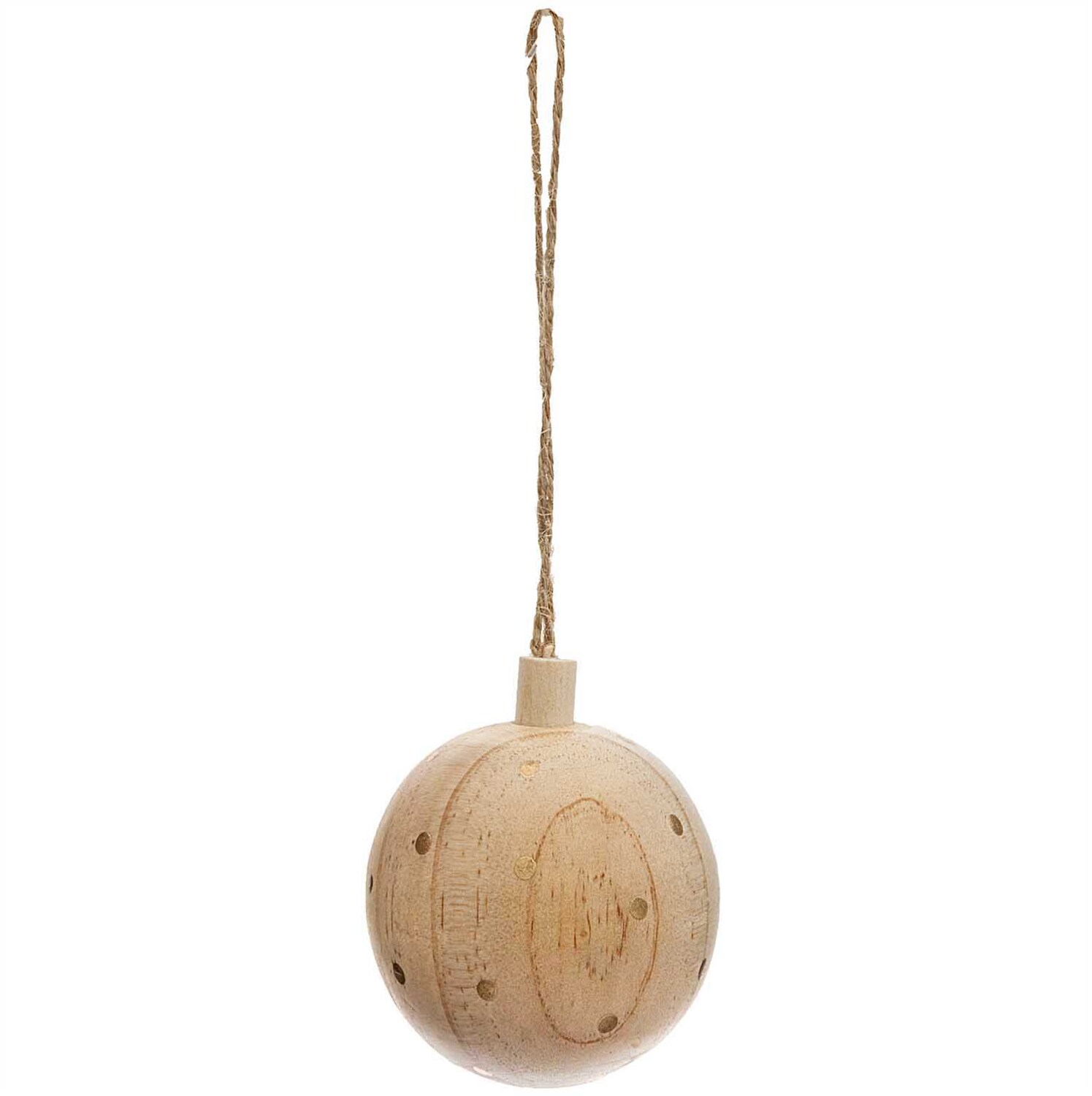Baumschmuck Holzkugel natur-gold gepunktet Ø6cm von Rico Design