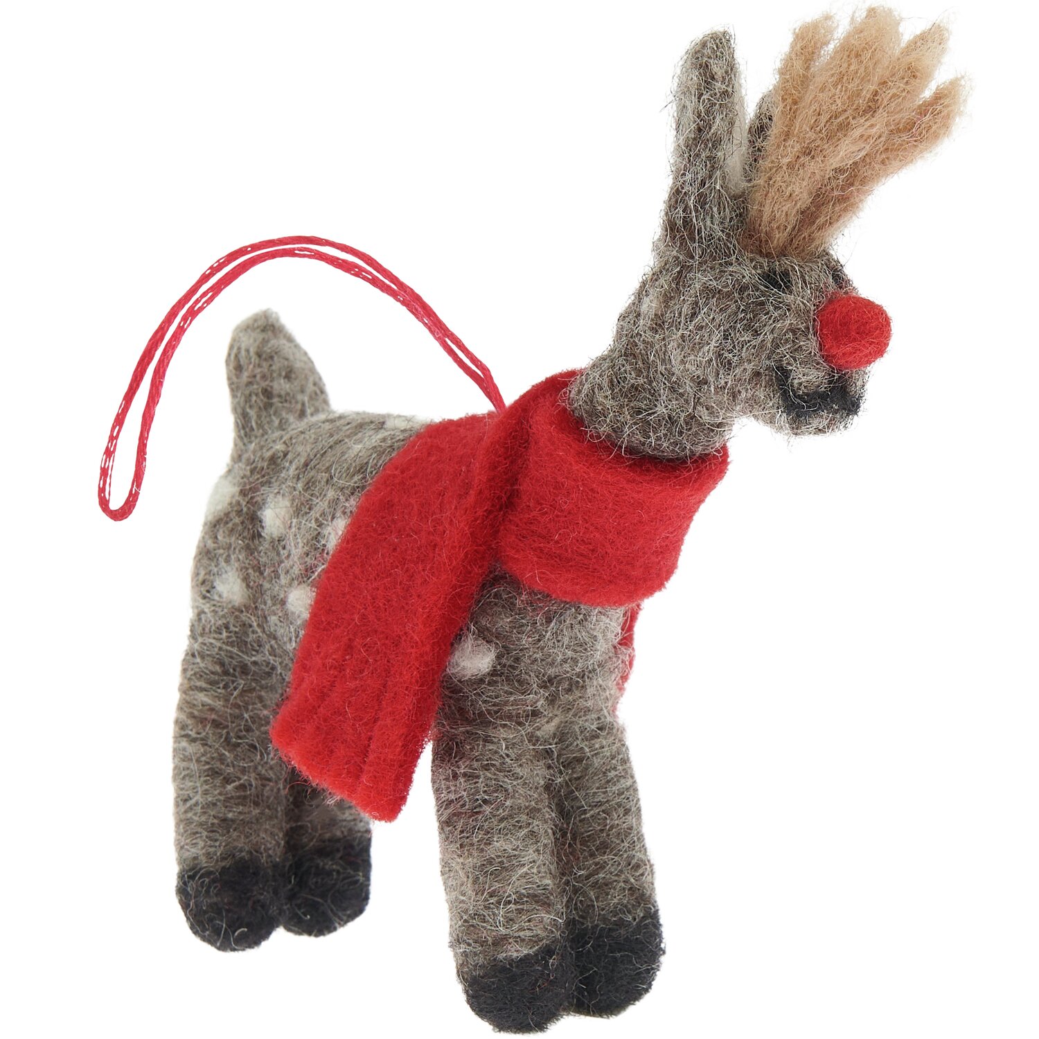 Aufhänger Filz-Hirsch mit Schal 12x8x2,5cm Farbe Braun von Rico Design