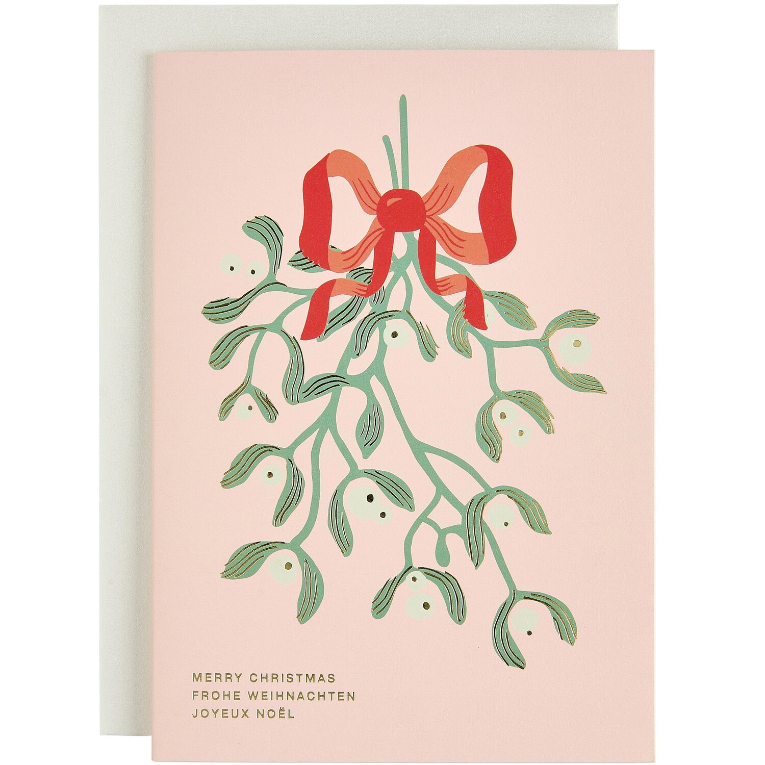 Kartenset B6 Advent Mistelzweig Mint/Rosa von Rico Design