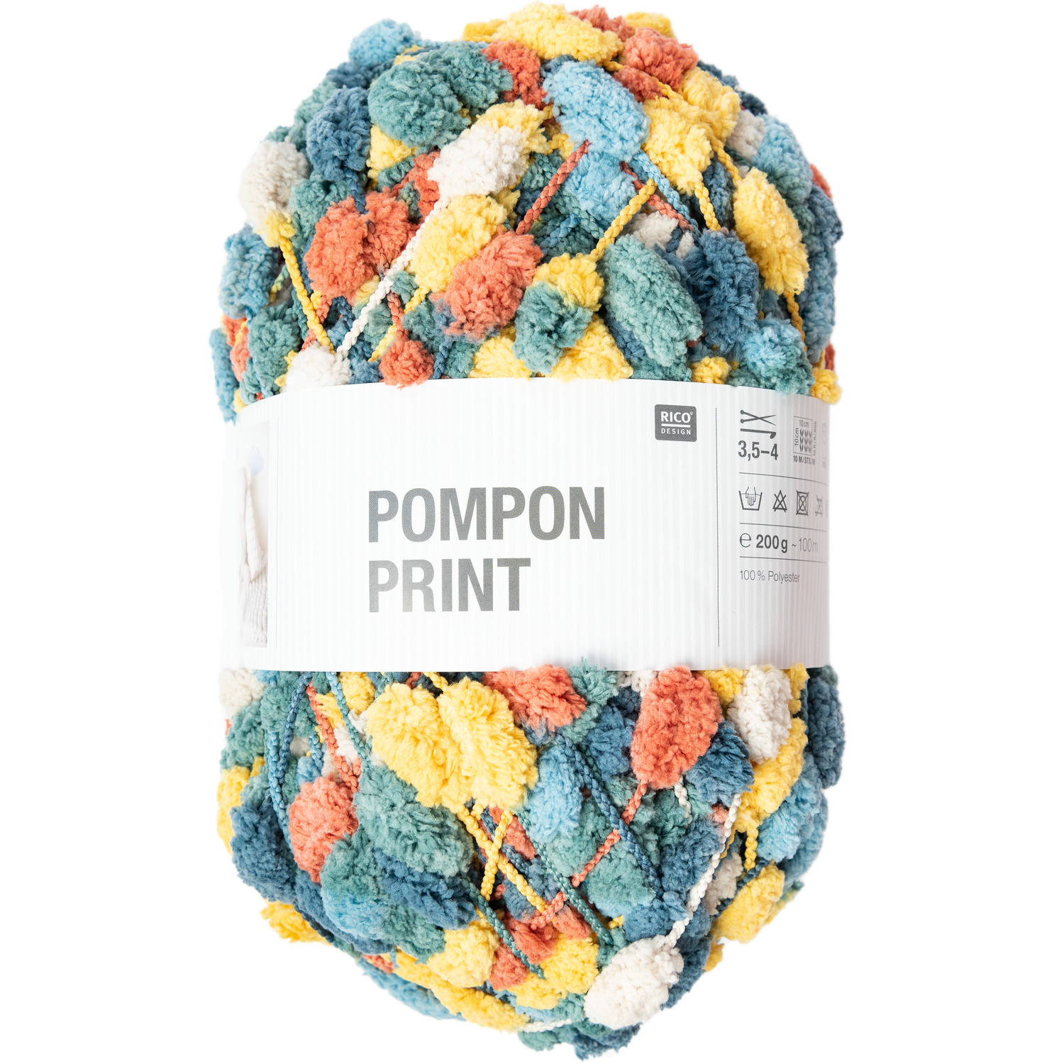 Creative Pompon Print: Bunte Wolle von Rico Design, ideal für kreative Strickprojekte. 200g.