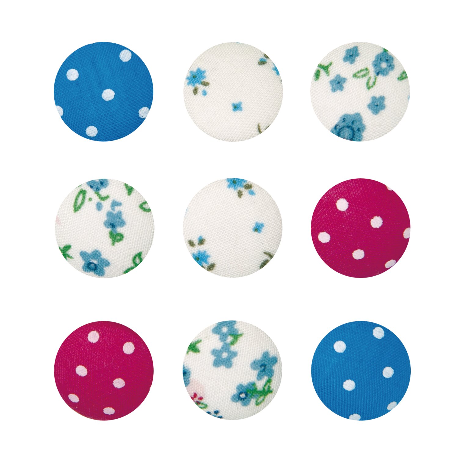 Stoffknöpfe Floral-Gepunktet 2cm 9 Stück von Rico Design