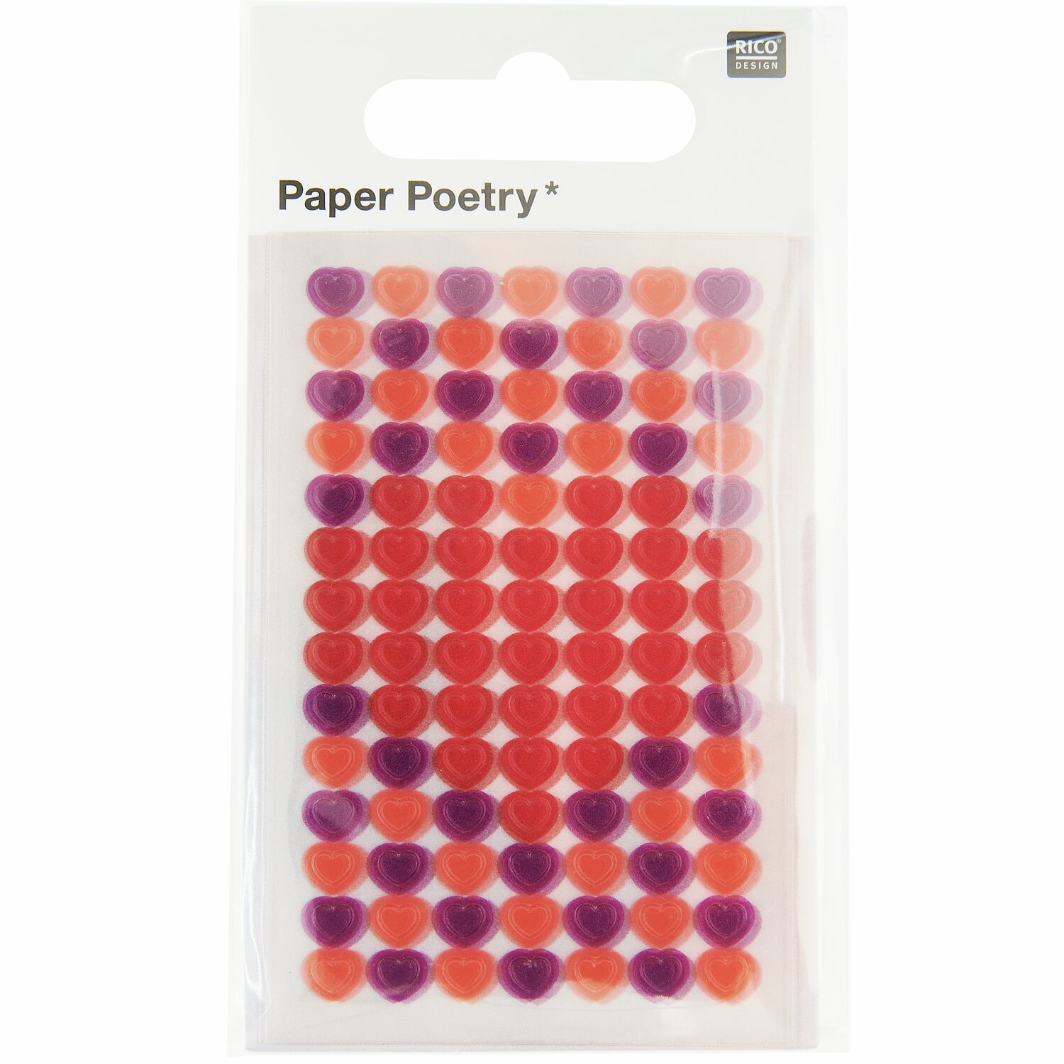 Paper Poetry Mini-Foliensticker Herzen 3 Bögen 6x10cm von Rico Design