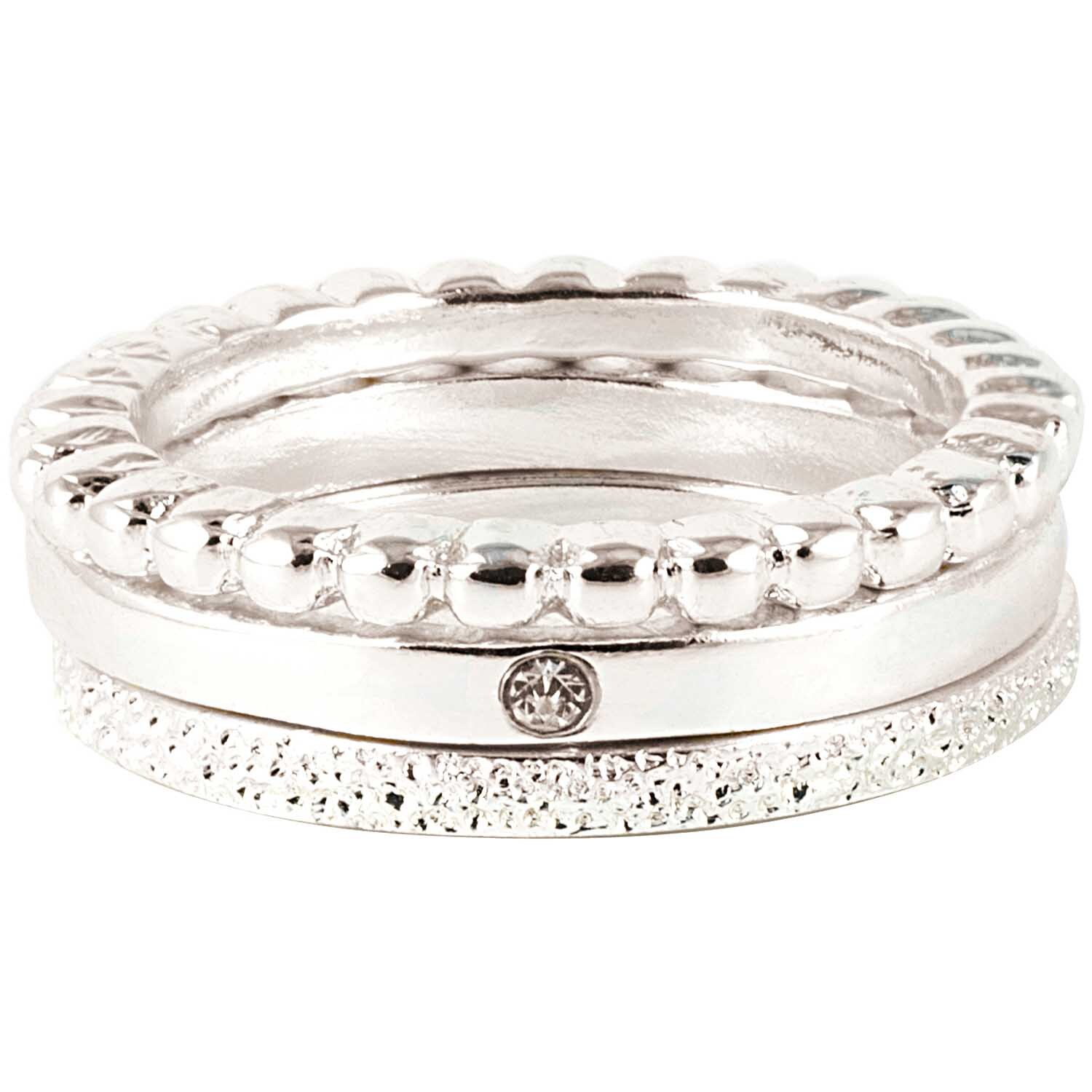 Ring Kugeln 16mm von Rico Design: Eleganter silberner Ring mit Kugel- und Glitzerdetails, ideal für stilvolle Anlässe.