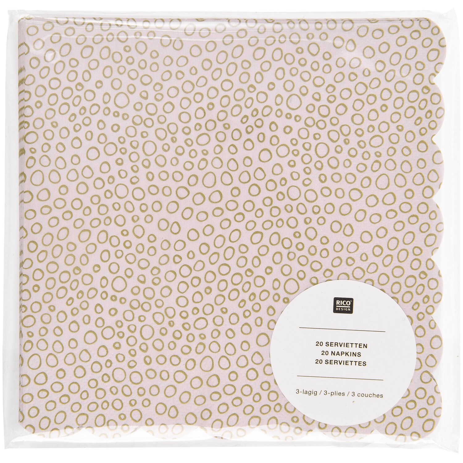 Servietten Bubbles Mauve/Gold 20 Stück 32x32,5cm von Rico Design