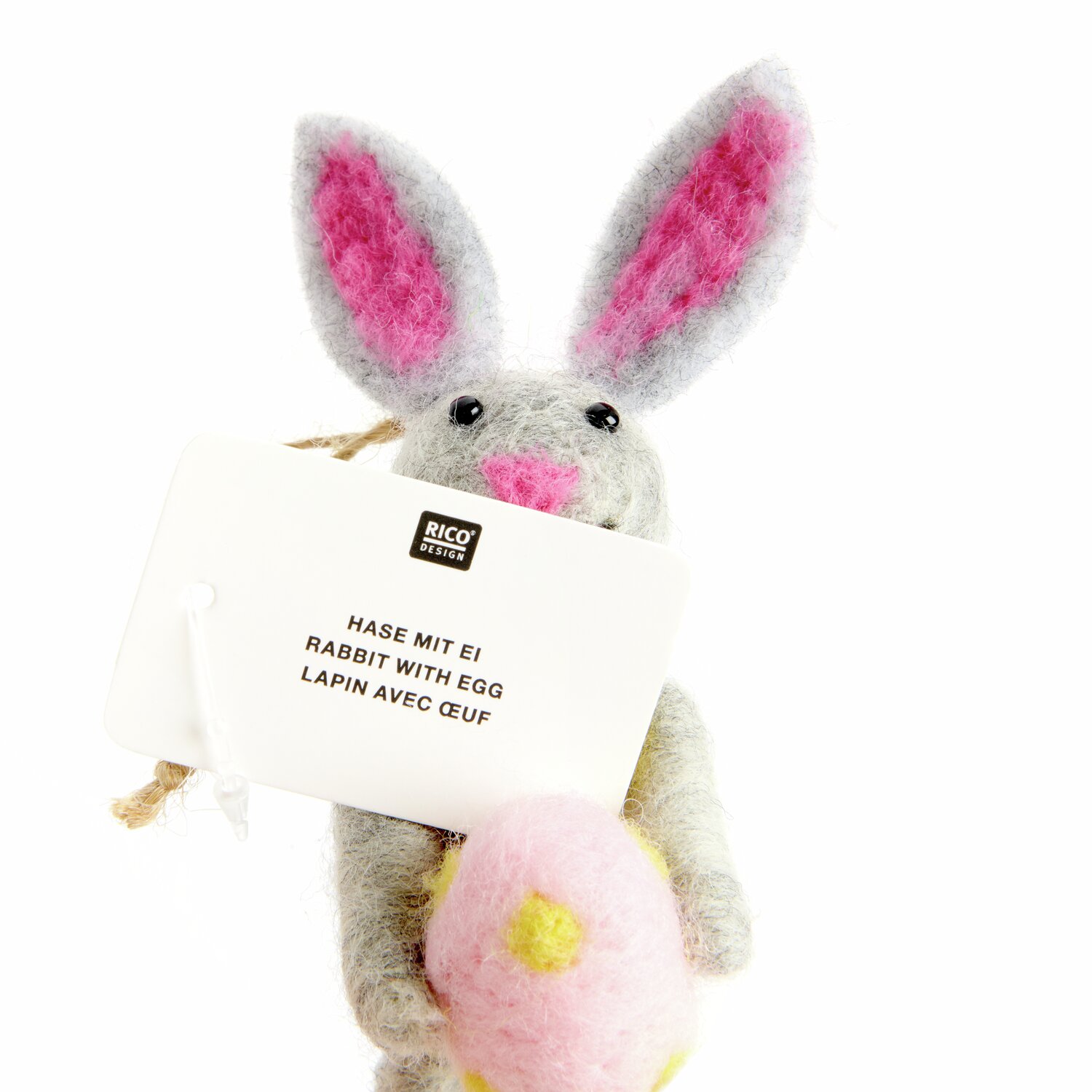 Aufhänger Filz-Hase mit Osterei und gelber Fliege 14,5x4x5,5cm von Rico Design