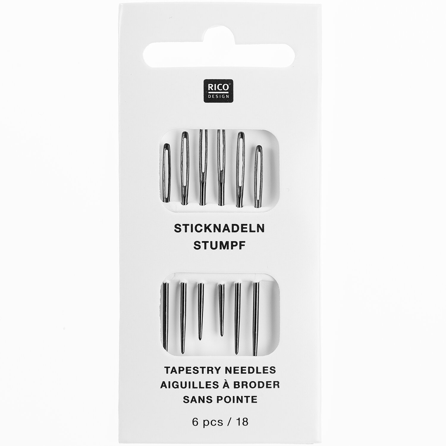 Sticknadeln stumpf 6 Stück Größe 18 von Rico Design