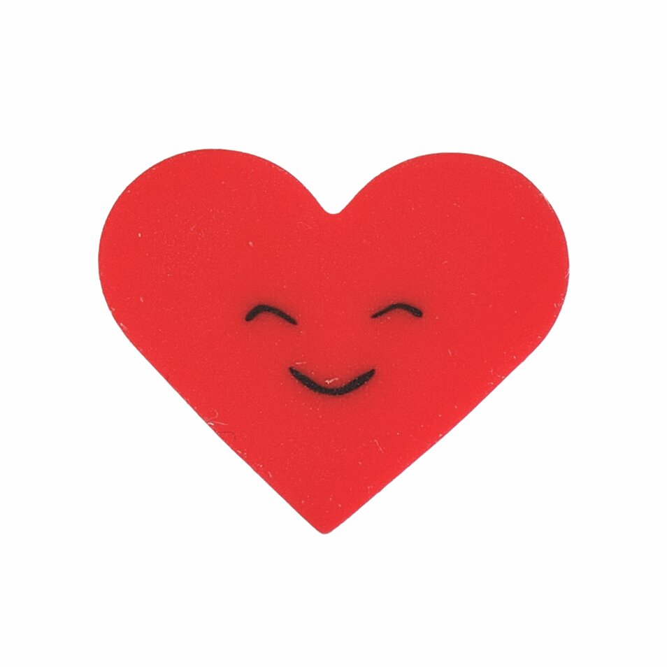 Paper Poetry Radiergummi Chingu Herz in Neonpink mit lächelndem Gesicht, 1,4x1,2x4,5cm.