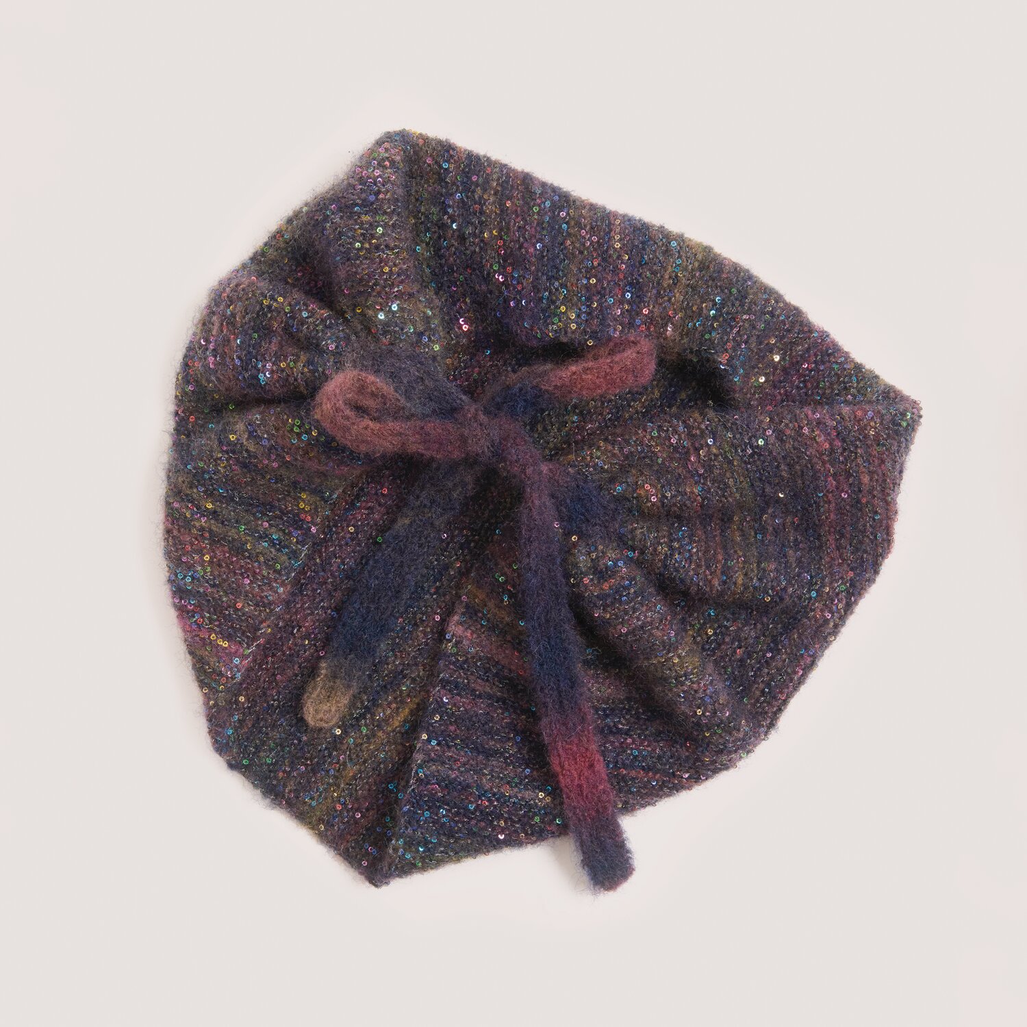 Fashion Wool Alpaca Landscape, gestrickte weiche Mütze mit Schleife, melierte dunkle Töne mit feinem Glitzergarn, Subtitel 25g 170m, Marke Rico Design