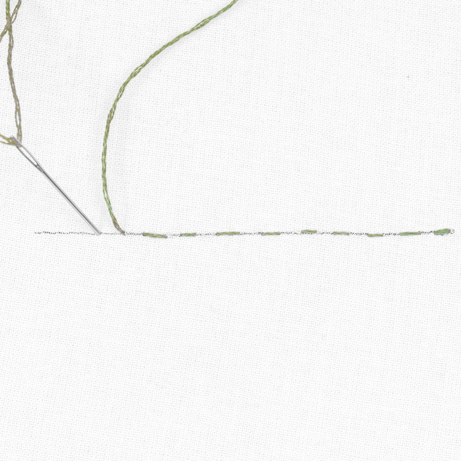 Schritt 2 in der Stickanleitung für einen Vorstich