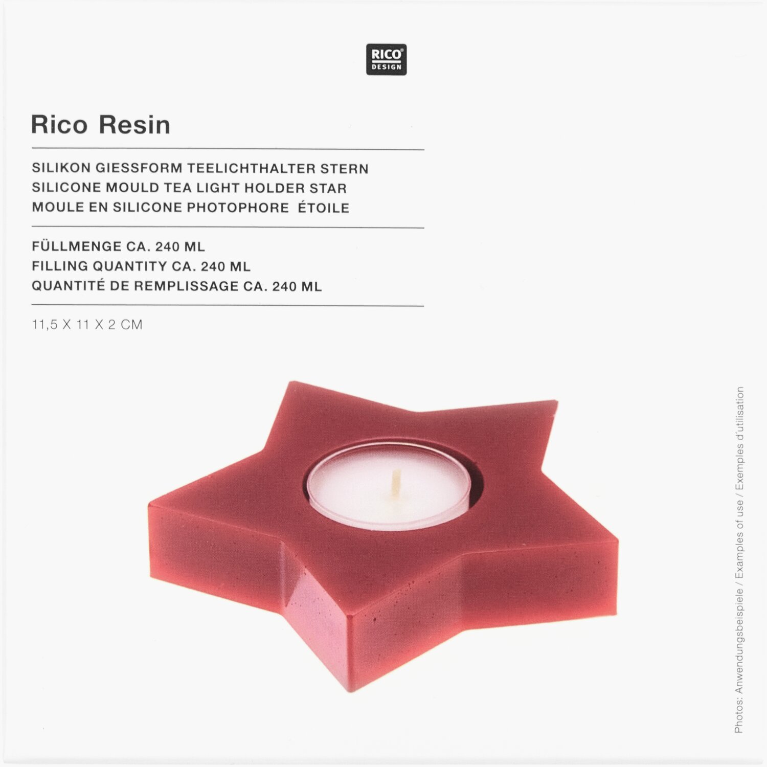 Silikon Gießform Teelicht Stern  11,5x11x2cm von Rico Design