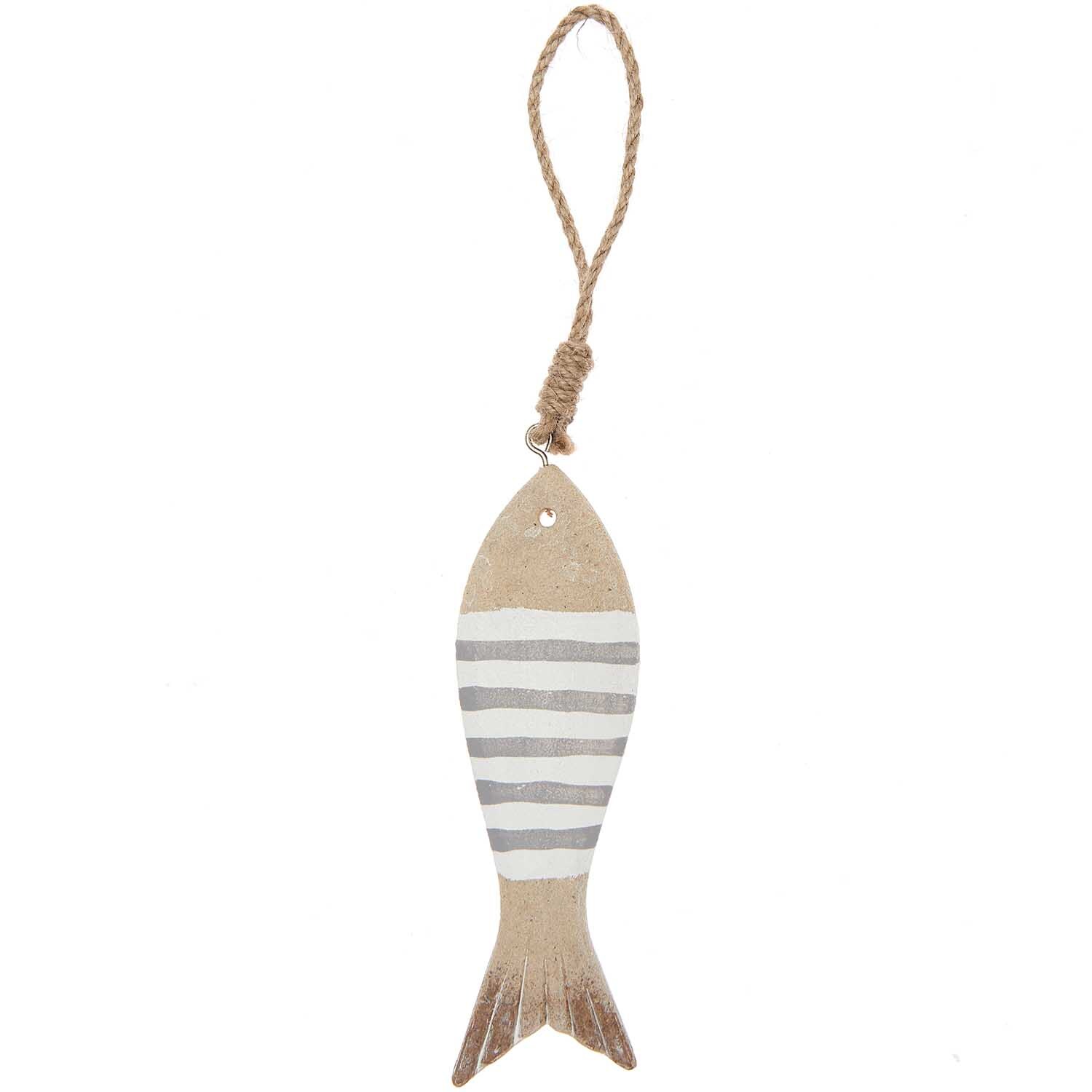 Holzhänger Fisch gestreift grau-weiß 18,5cm Holzhänger Fisch gestreift grau-weiß 18,5cm