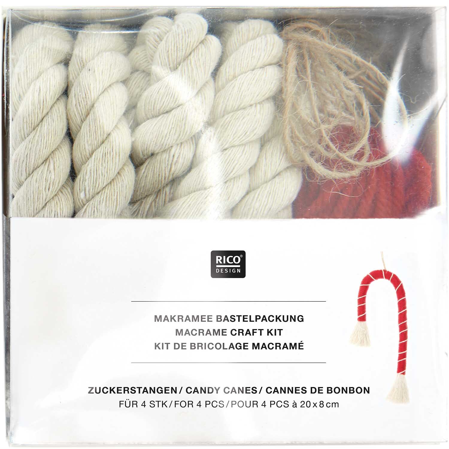 Makramee Set Zuckerstange 20x8cm 4 Stück Makramee Set Zuckerstange 20x8cm 4 Stück