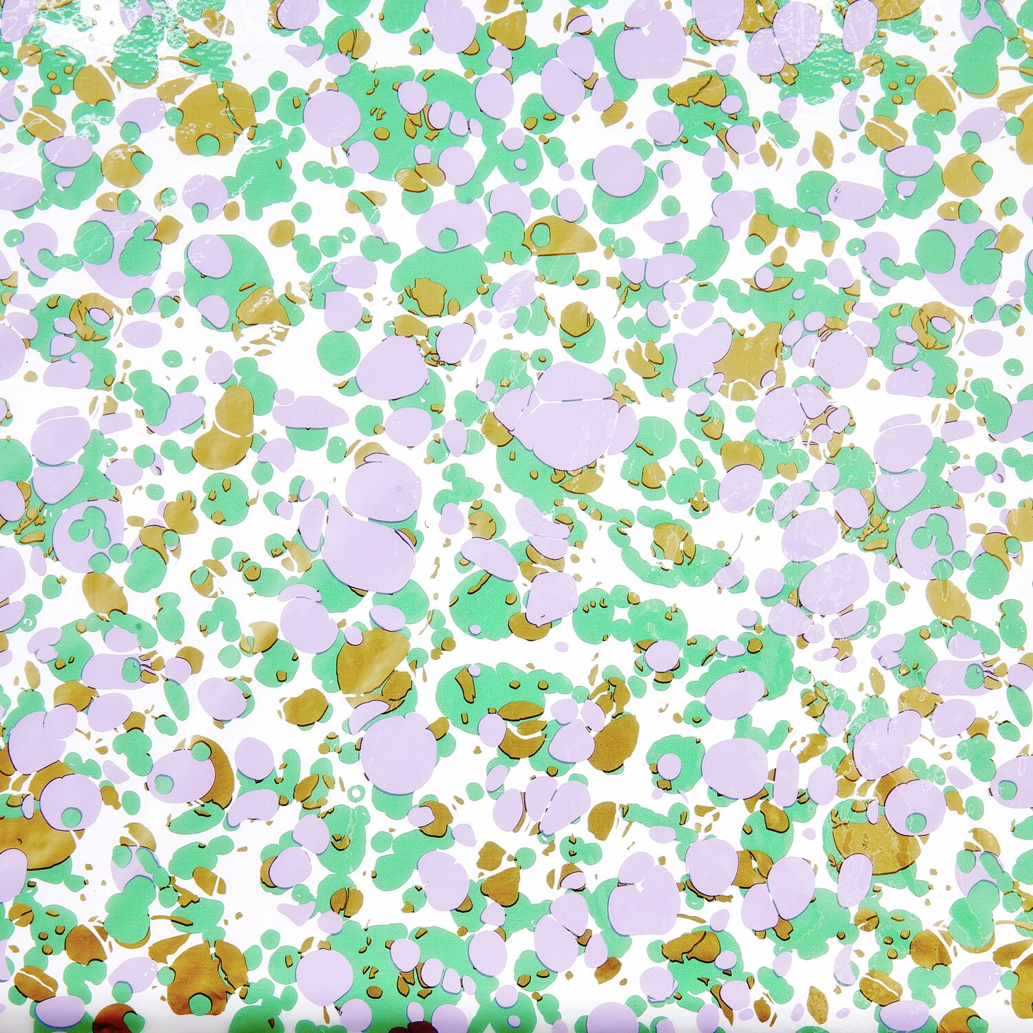 Paper Poetry Geschenkfolie Marmorierung zeigt ein lebendiges Muster in Grün, Lila und Gold.