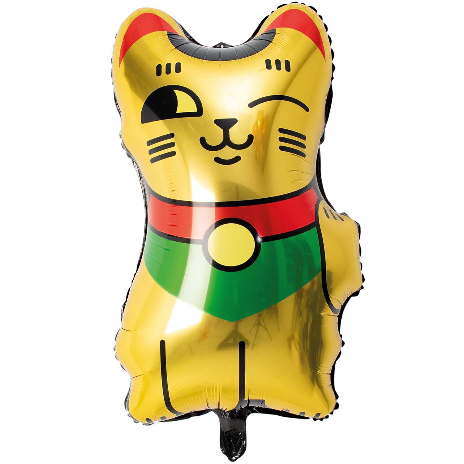 Folienballon Winkekatze gold 36x70cm