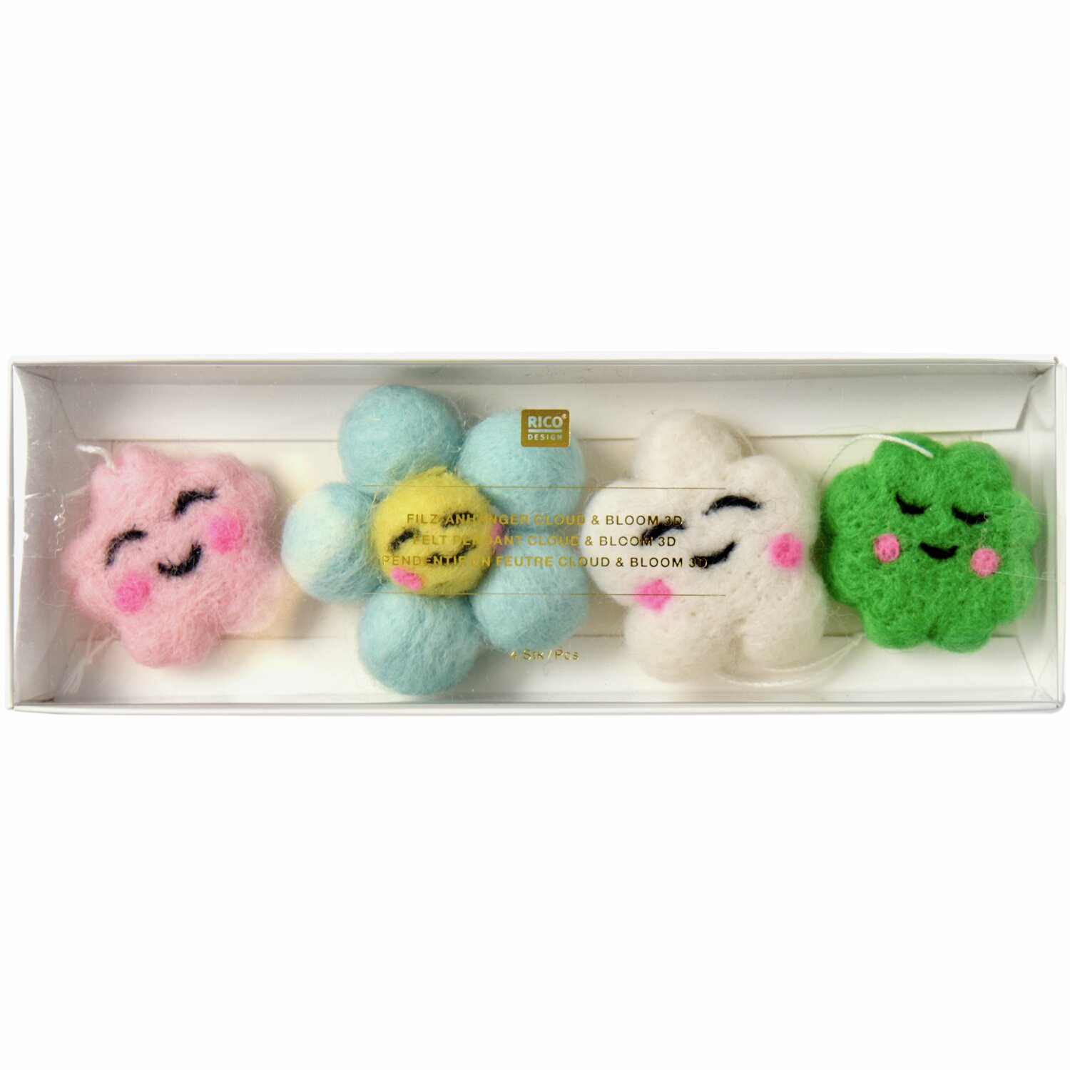 Aufhänger Filz-Sortiment Cloud & Bloom 4-teilig von Rico Design