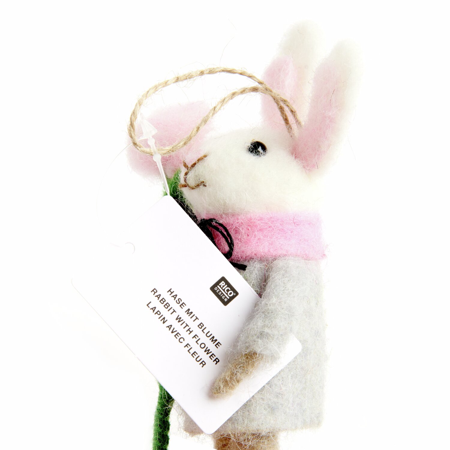 Aufhänger Filz-Hase mit Jacke und Blume 14x6,5x3cm von Rico Design